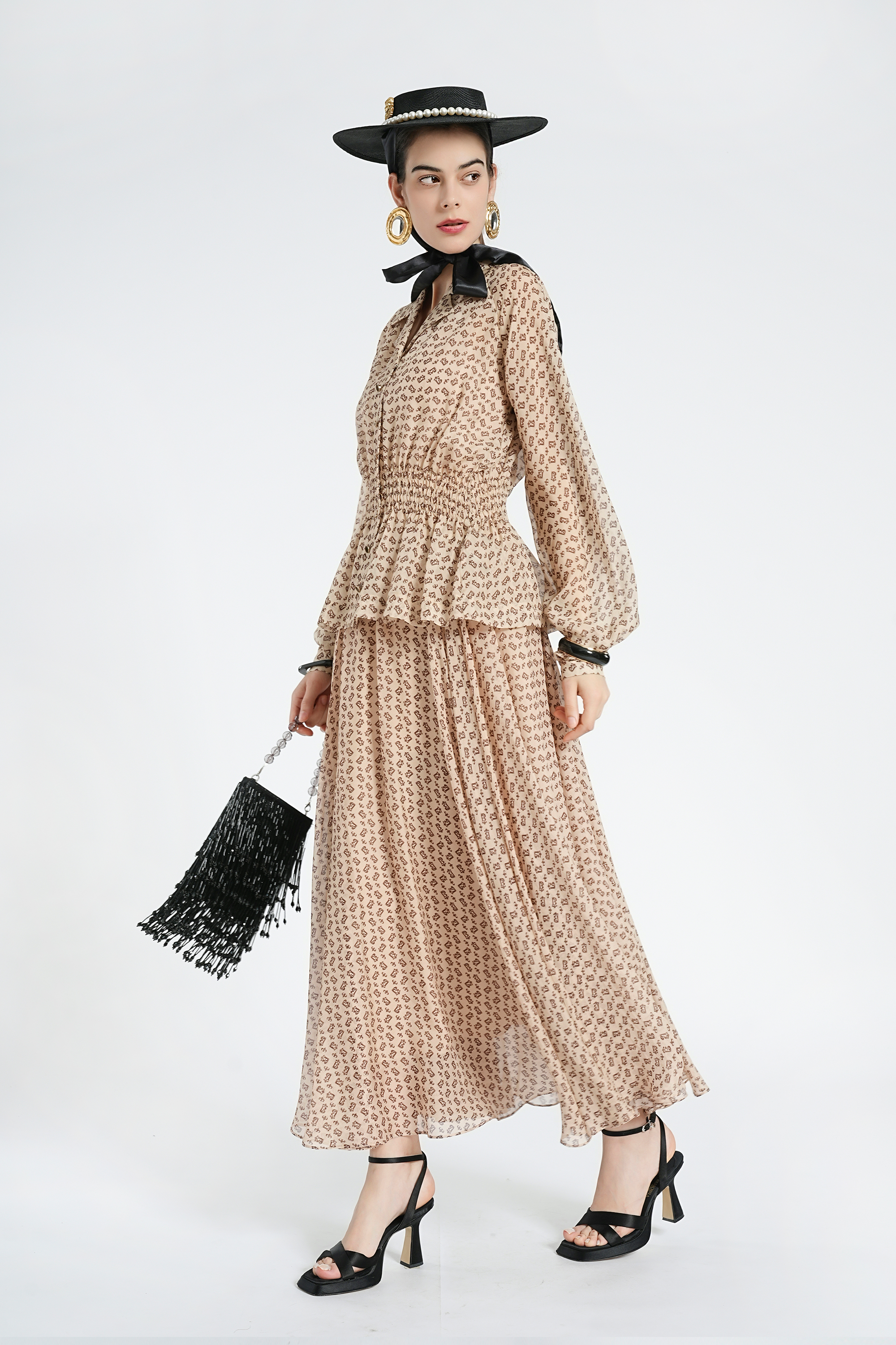 BESIONIA Temperament Mulberry Silk Printed Shirt