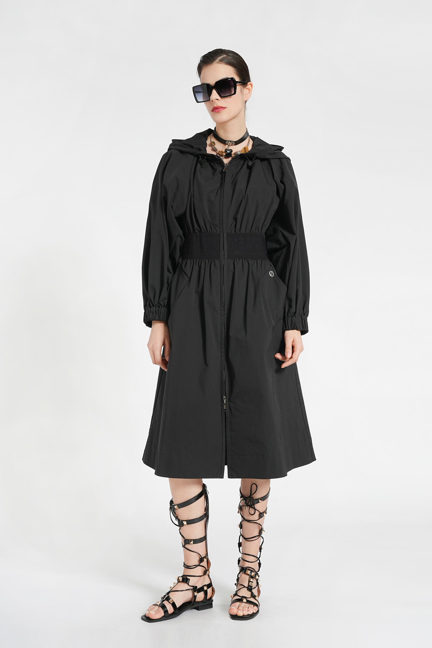 BESIONIA Long Sleeve Shell Jacket Dress