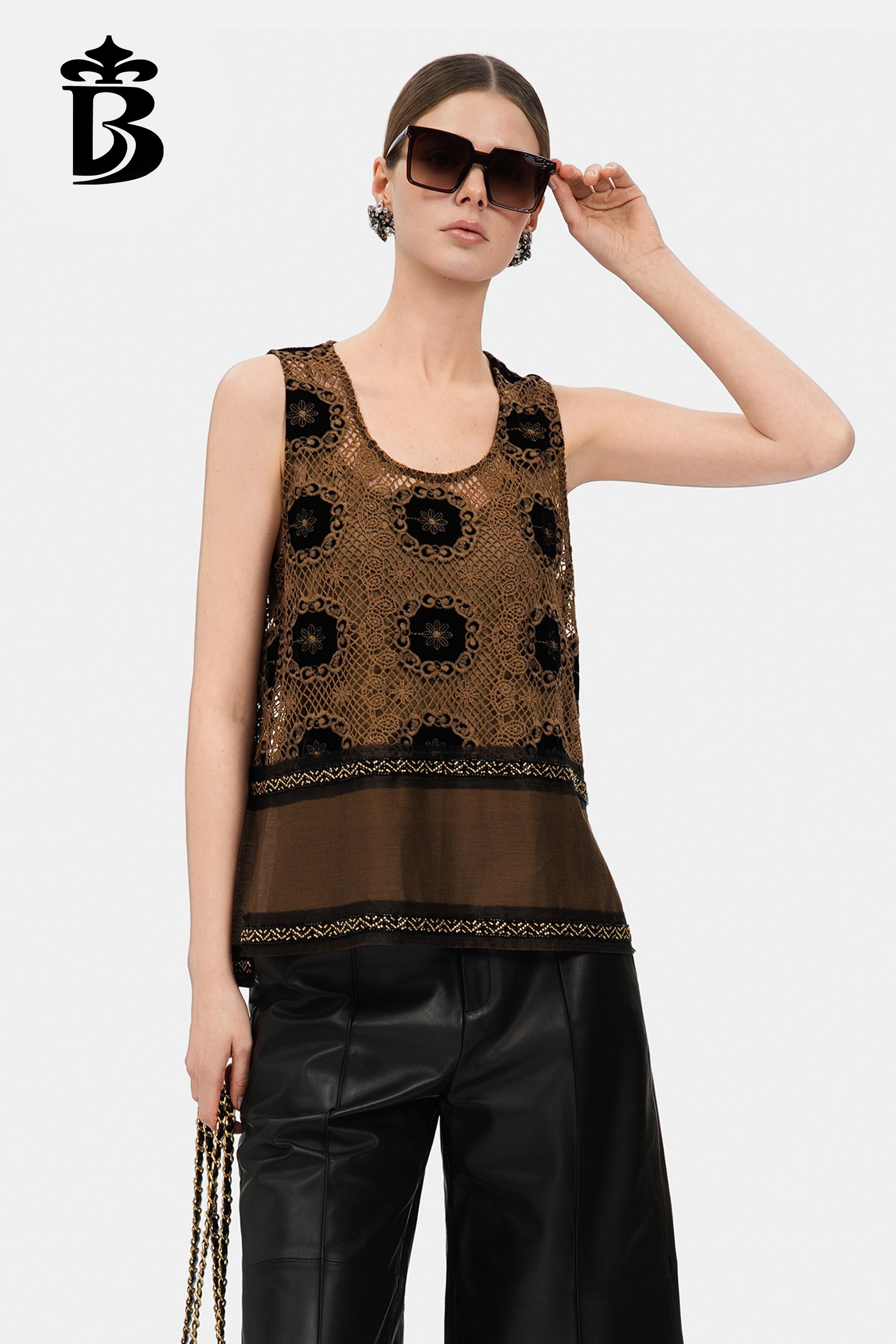 BESIONIA- Vintage Lace Patchwork Sleeveless Vest