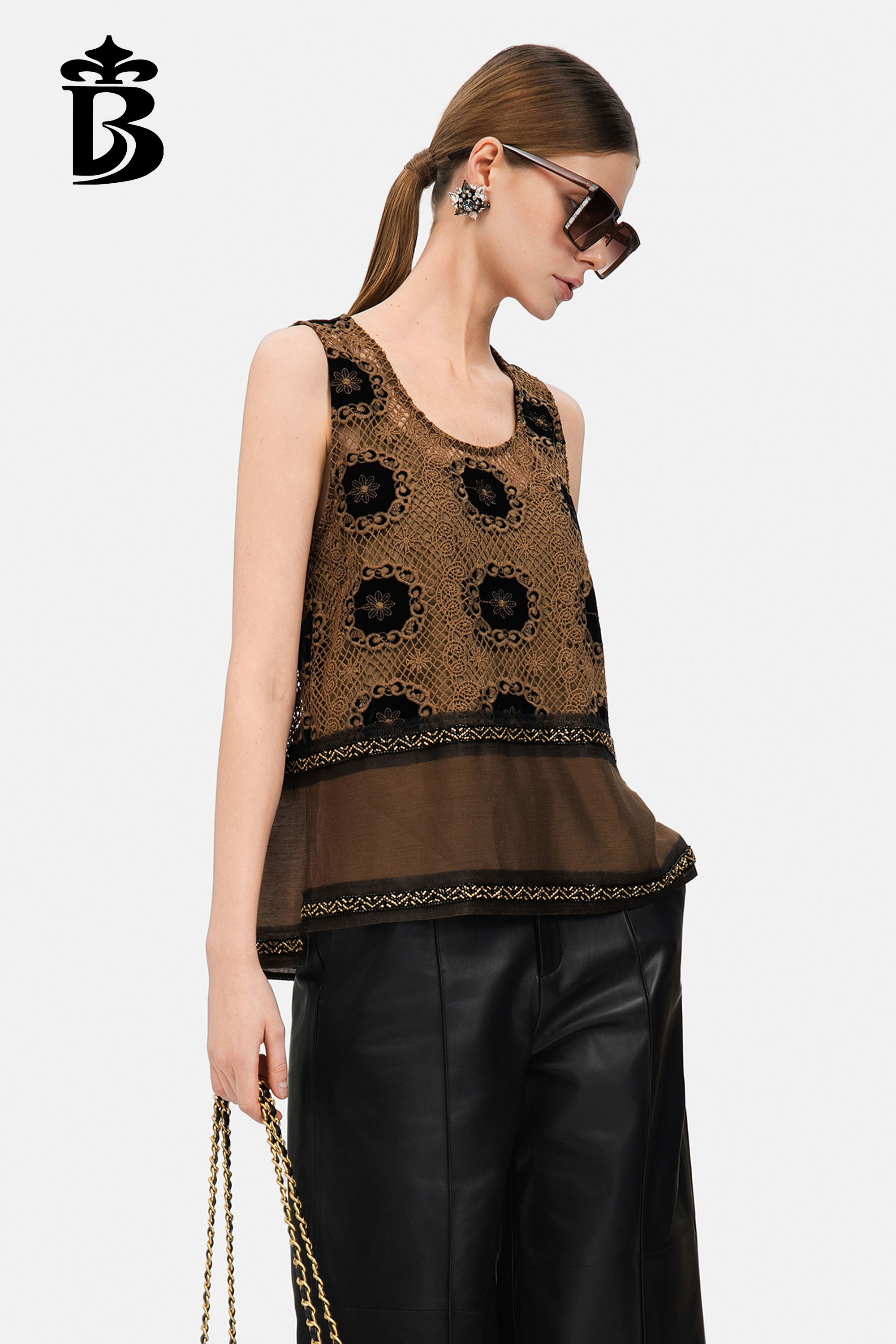 BESIONIA- Vintage Lace Patchwork Sleeveless Vest