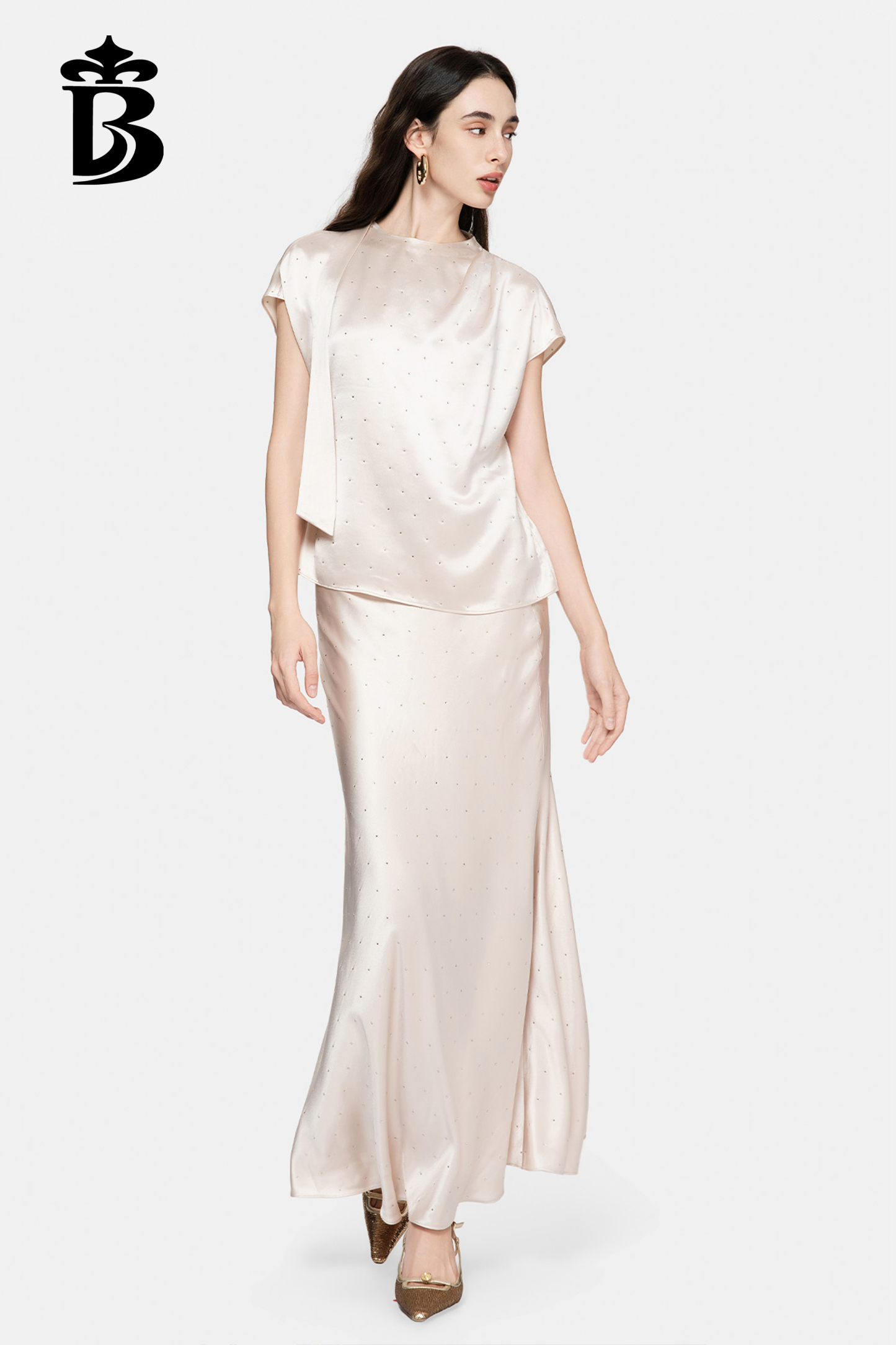 BESIONIA- Elegant Satin A-Line Fishtail Skirt 