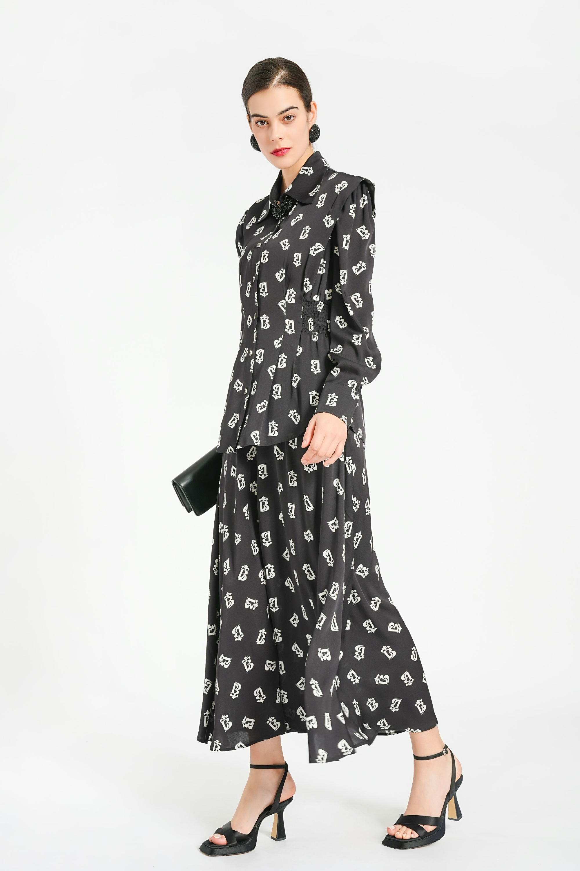 BESIONIA Black Checkered Waist-Cut Shirt