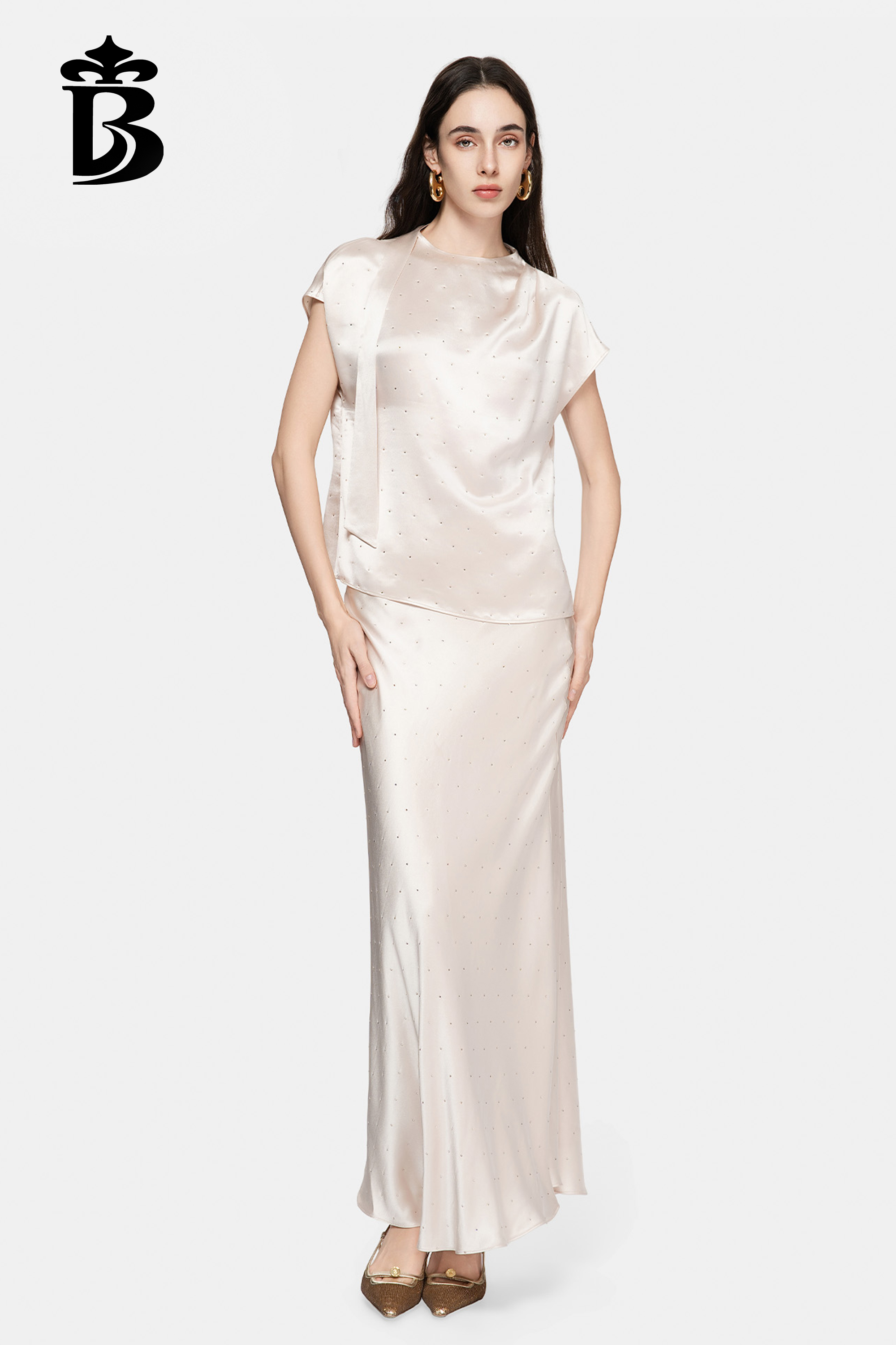 BESIONIA- Elegant Satin A-Line Fishtail Skirt 
