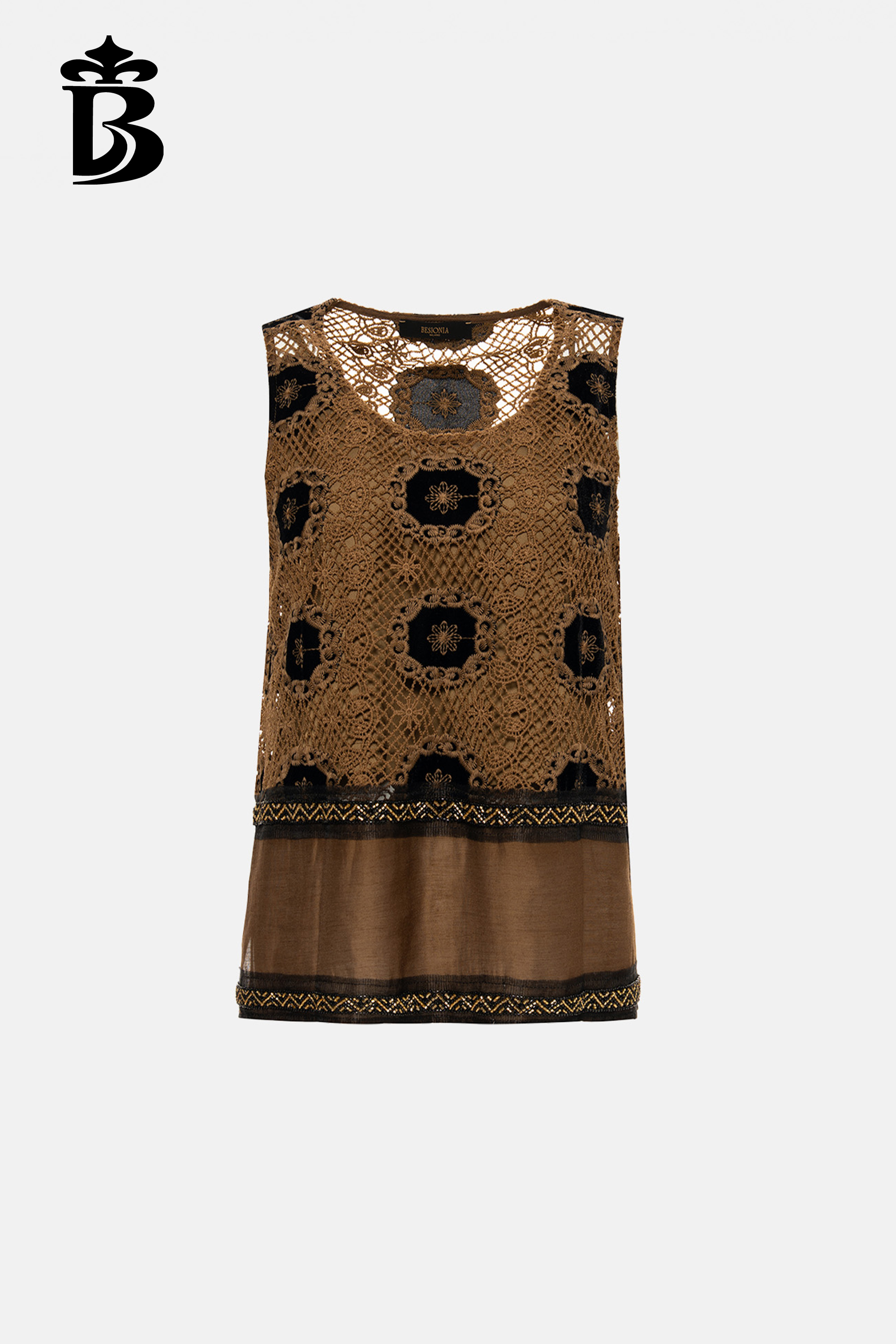 BESIONIA- Vintage Lace Patchwork Sleeveless Vest