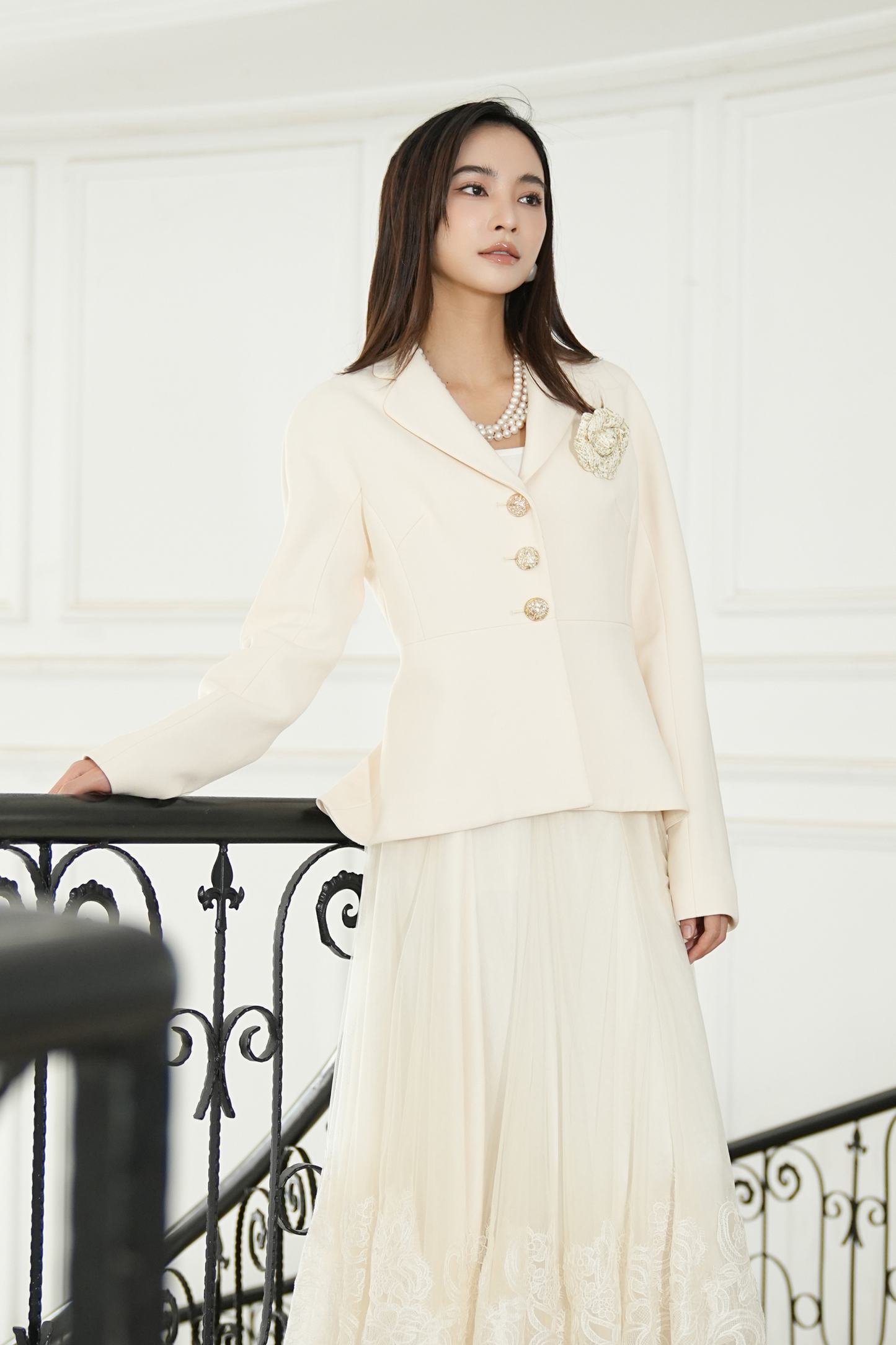 BESIONIA Printed Chiffon Half-body Skirt