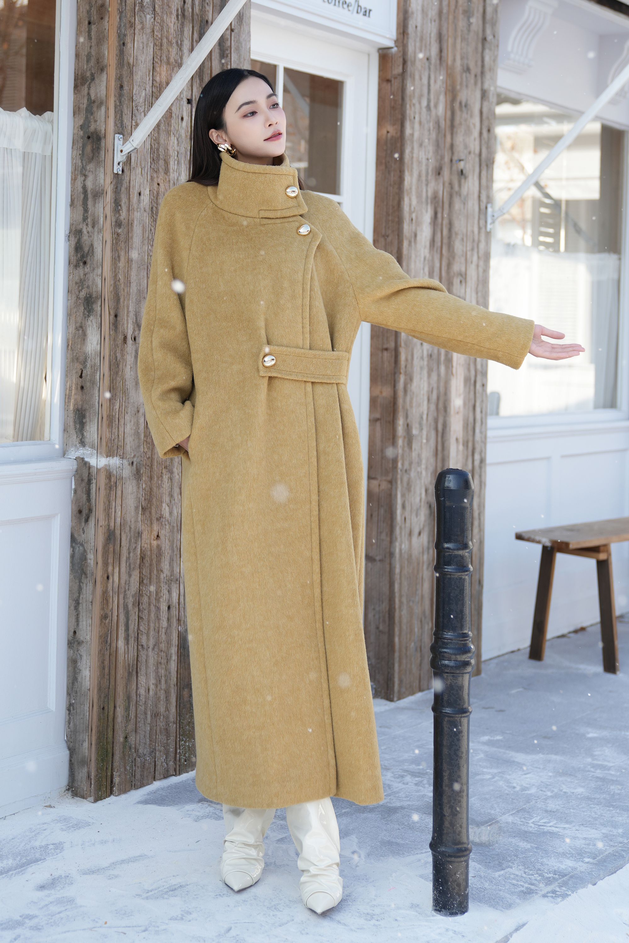 BESIONIA Tweed Loose Collar Coat