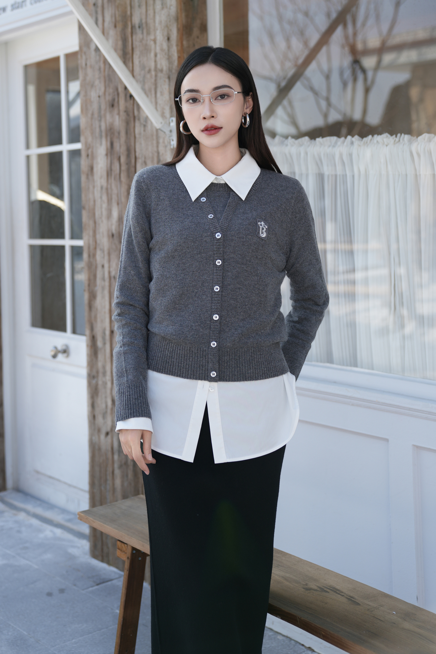 BESIONIA Split Black Bustier Skirt