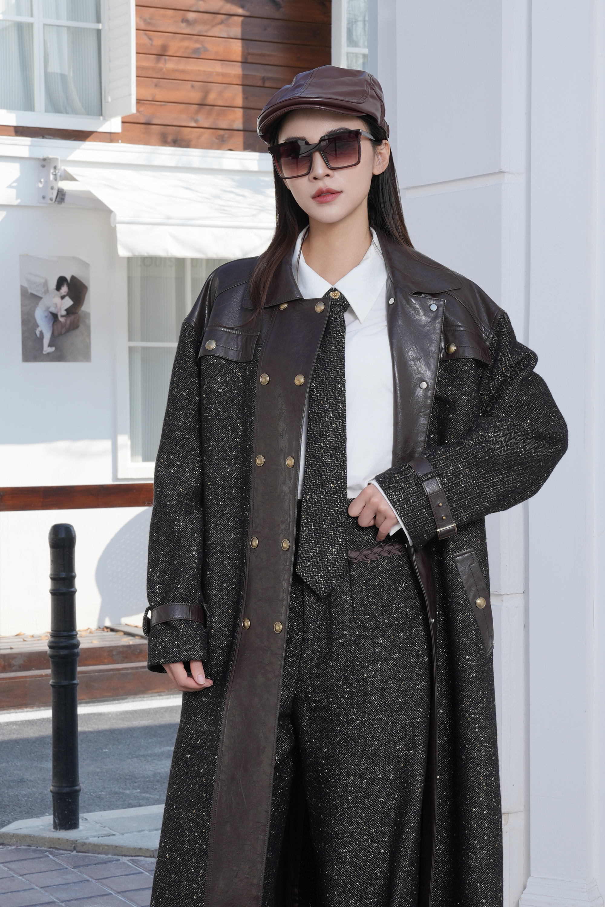 BESIONIA Patchwork Color Clash Elegant Coat