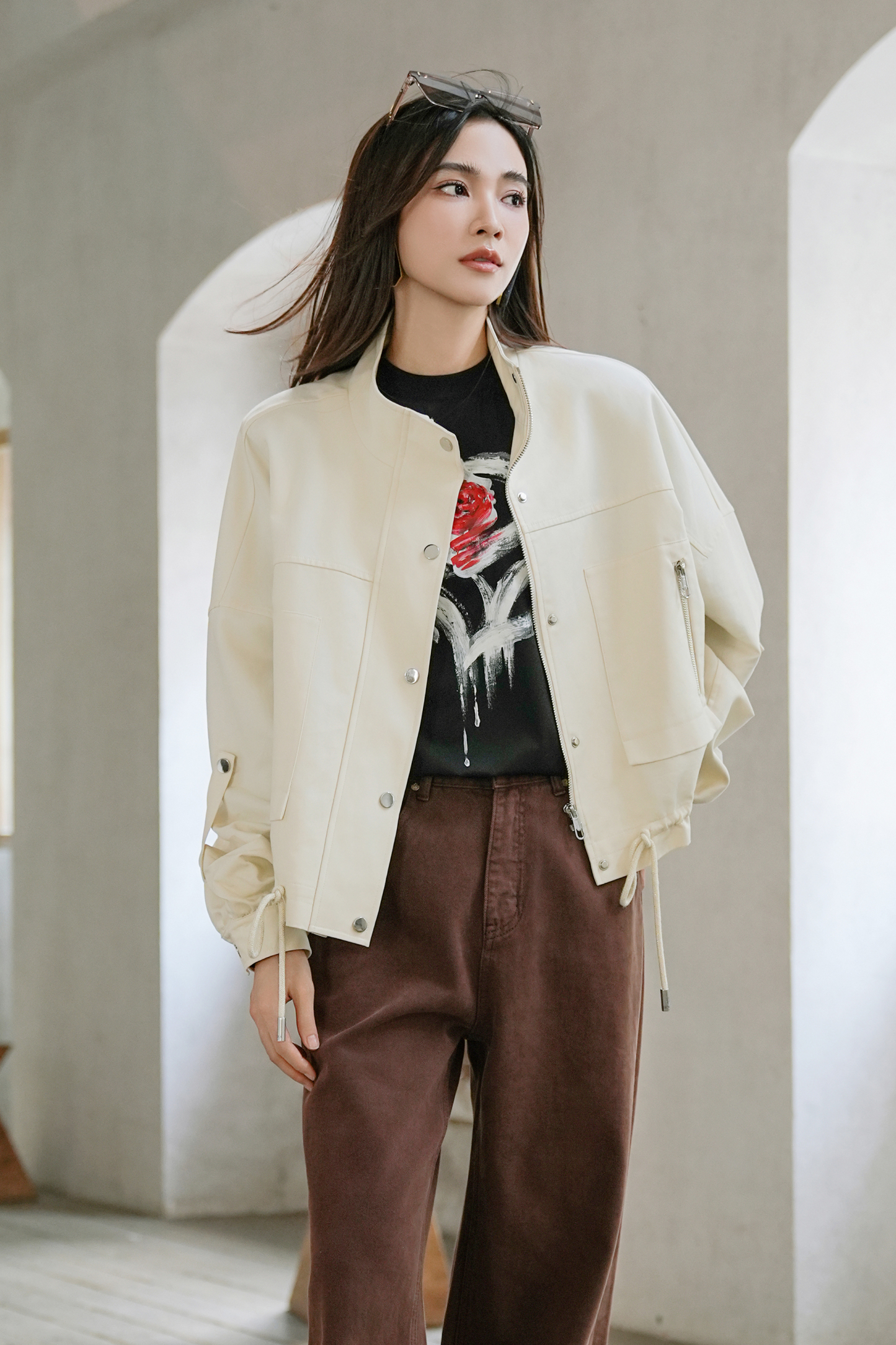 BESIONIA Fashion Simple Zipper Outerwear