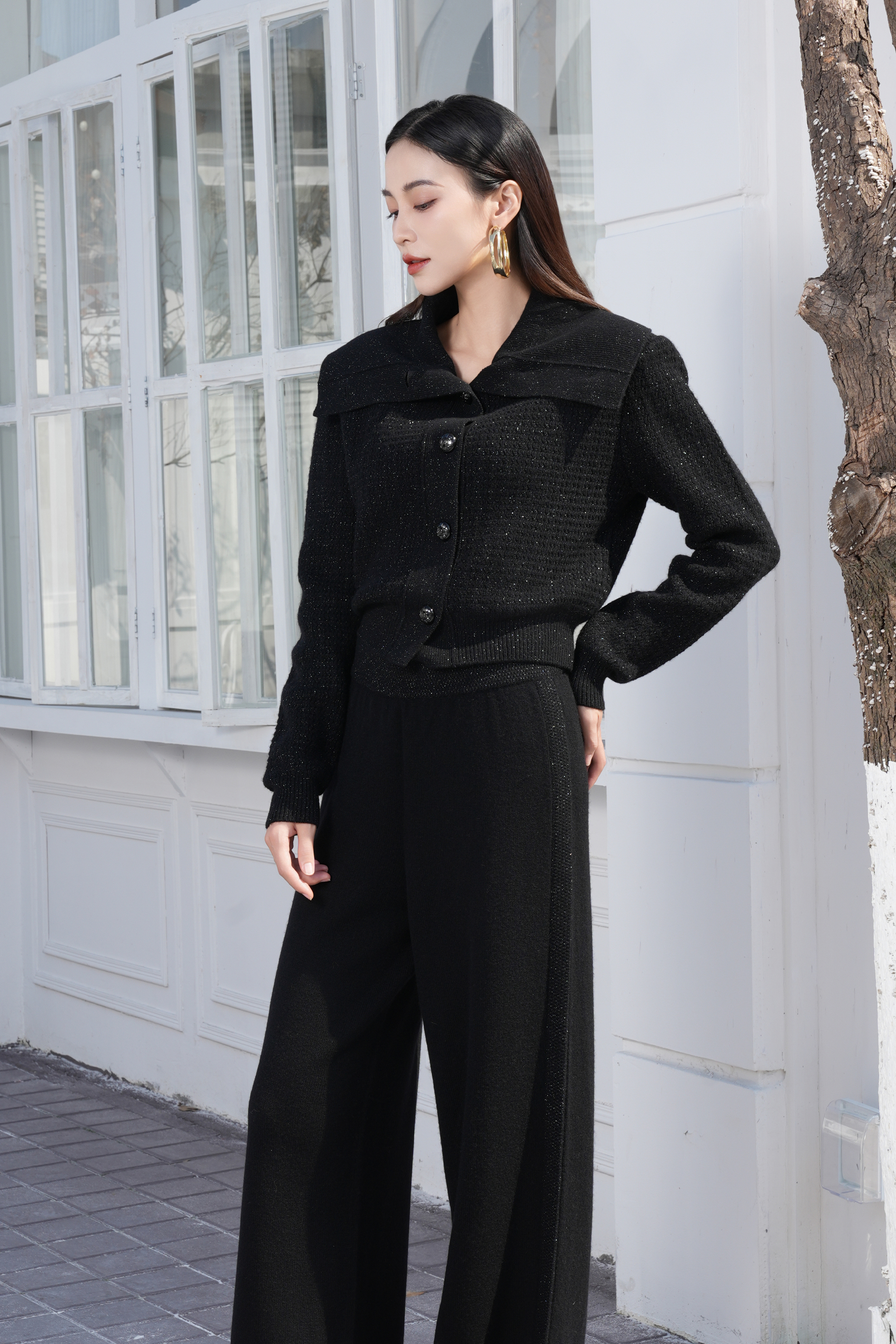 BESIONIA Vintage Style Black Short Jacket
