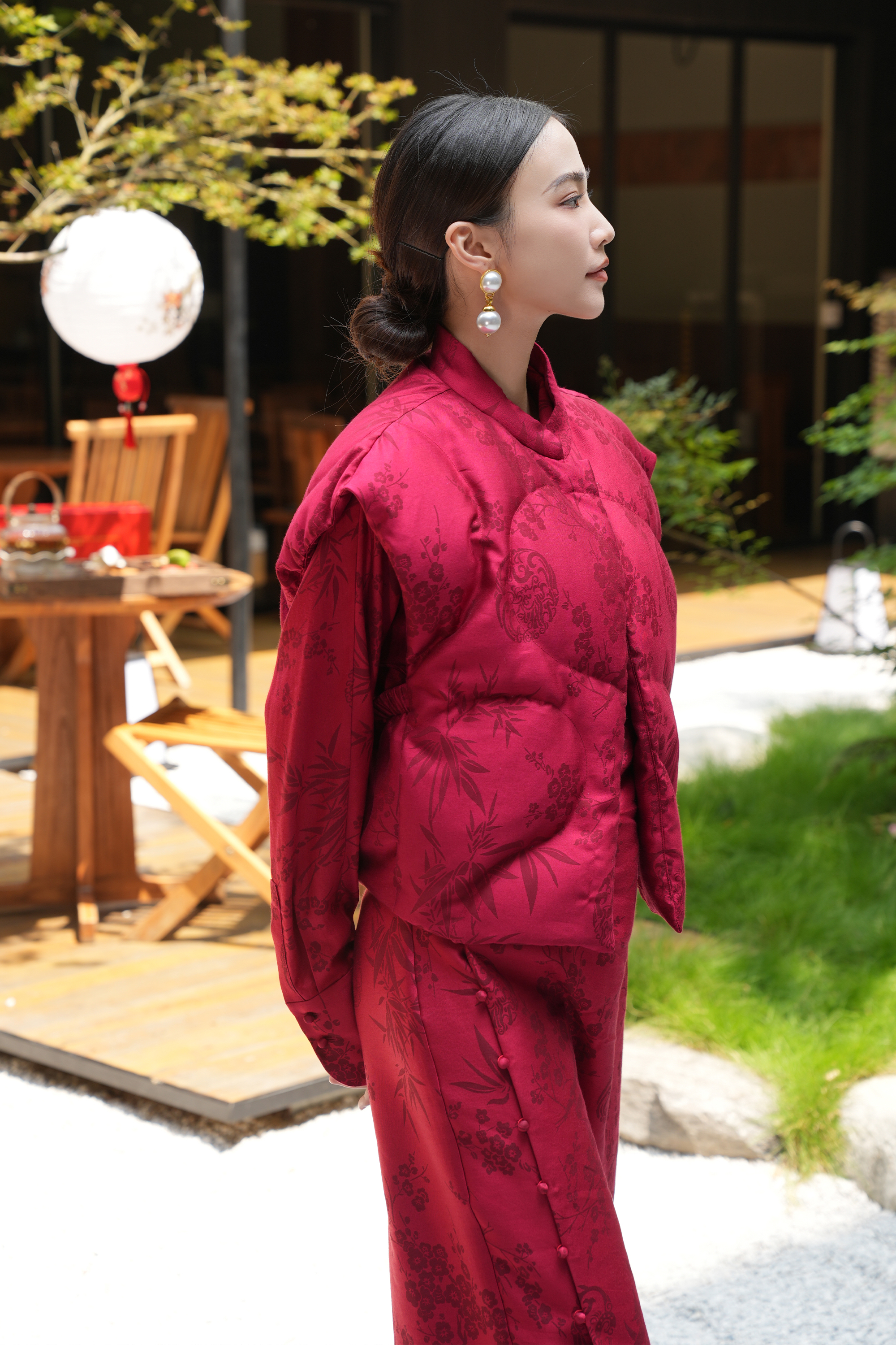 BESIONIA New Chinese Standing Collar Printed Vest