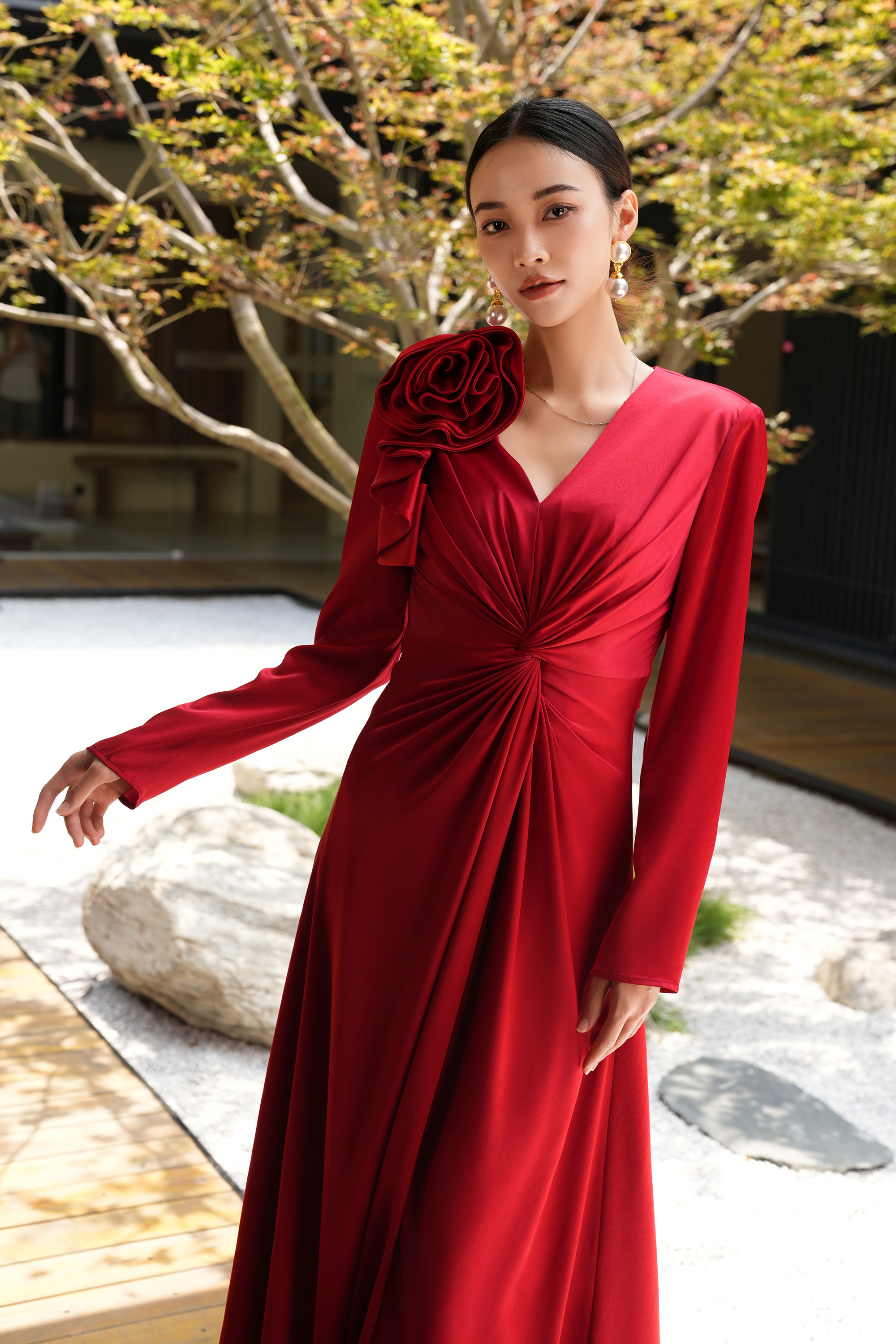 BESIONIA French-style Pleated Light Dress