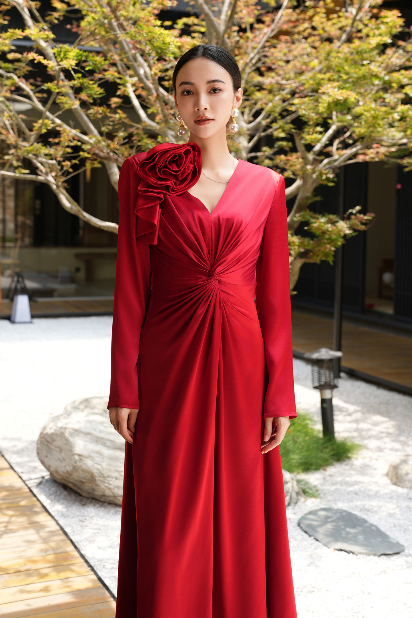 BESIONIA French-style Pleated Light Dress