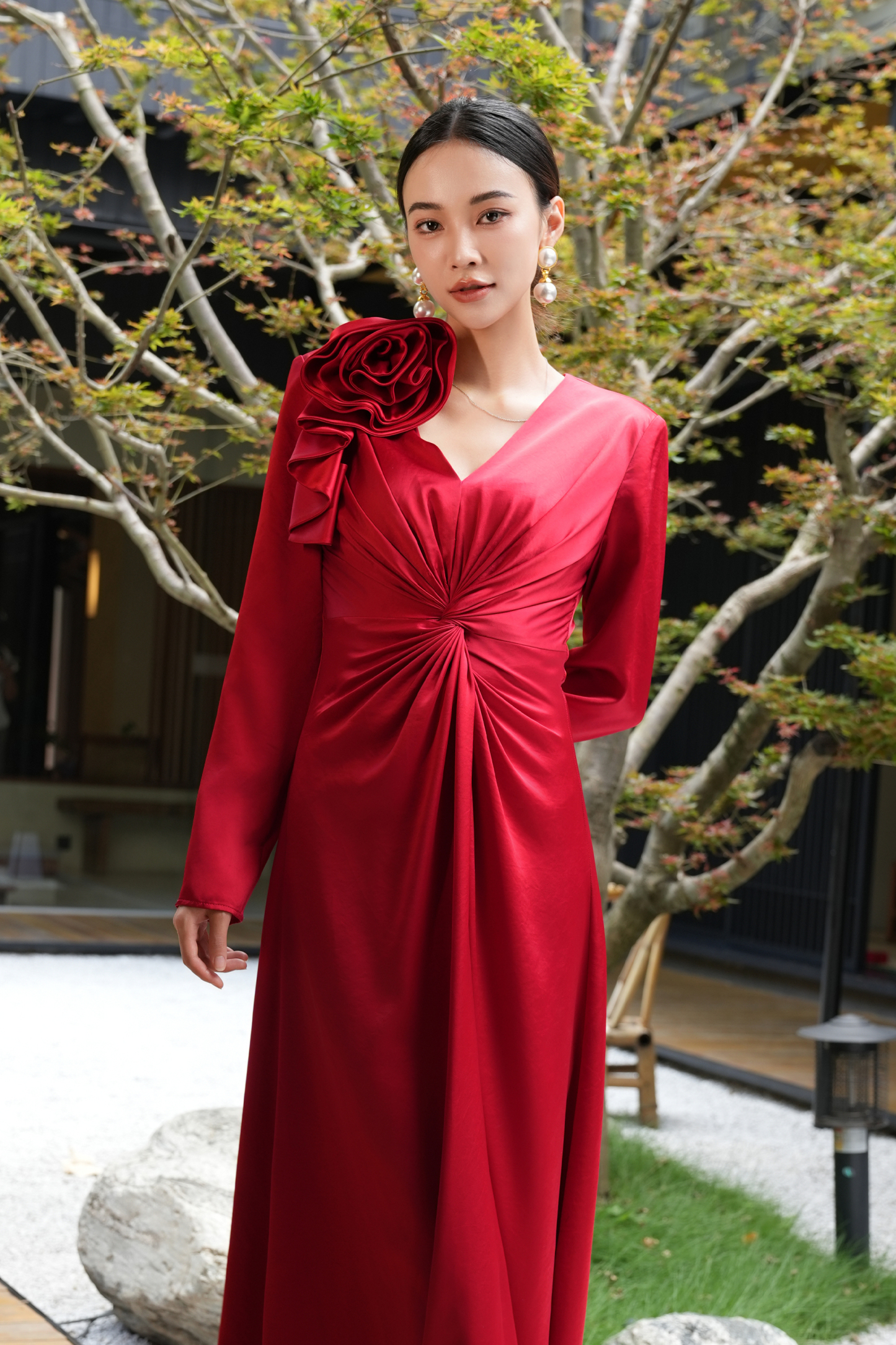 BESIONIA French-style Pleated Light Dress