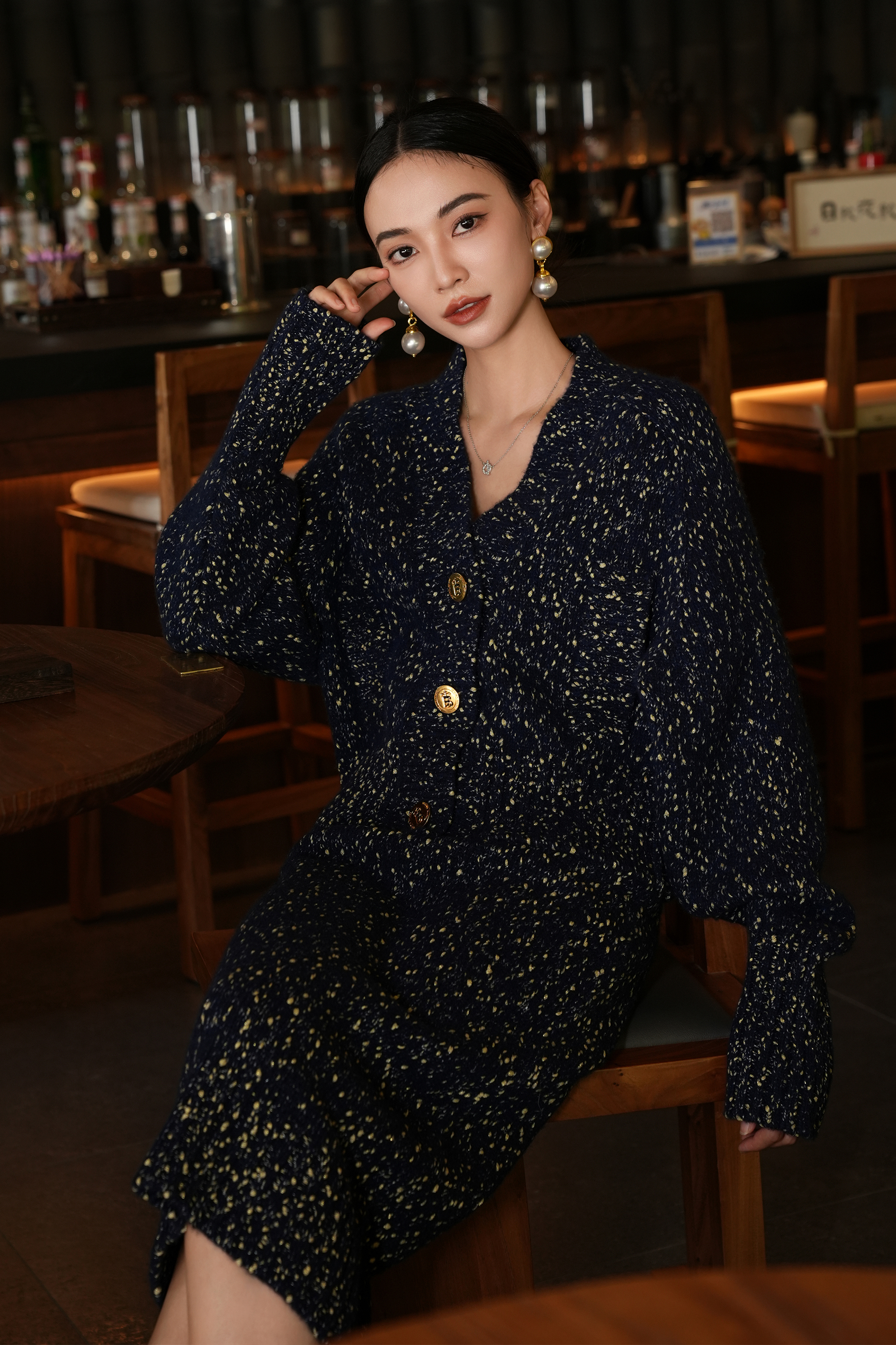 BESIONIA Sheep Wool Vintage Floral Button Down Jacket