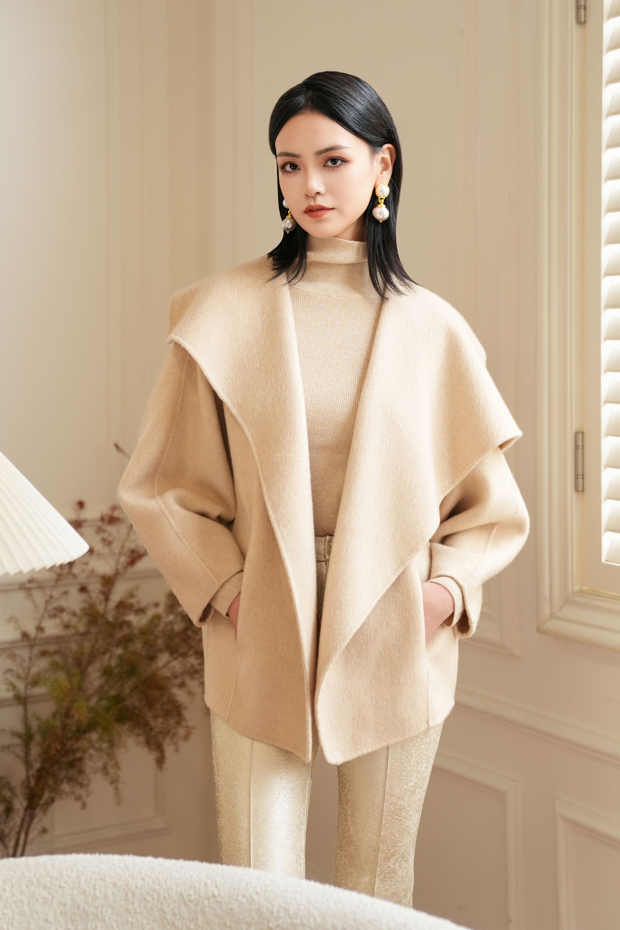 BESIONIA Elegant Large Lapel Coat