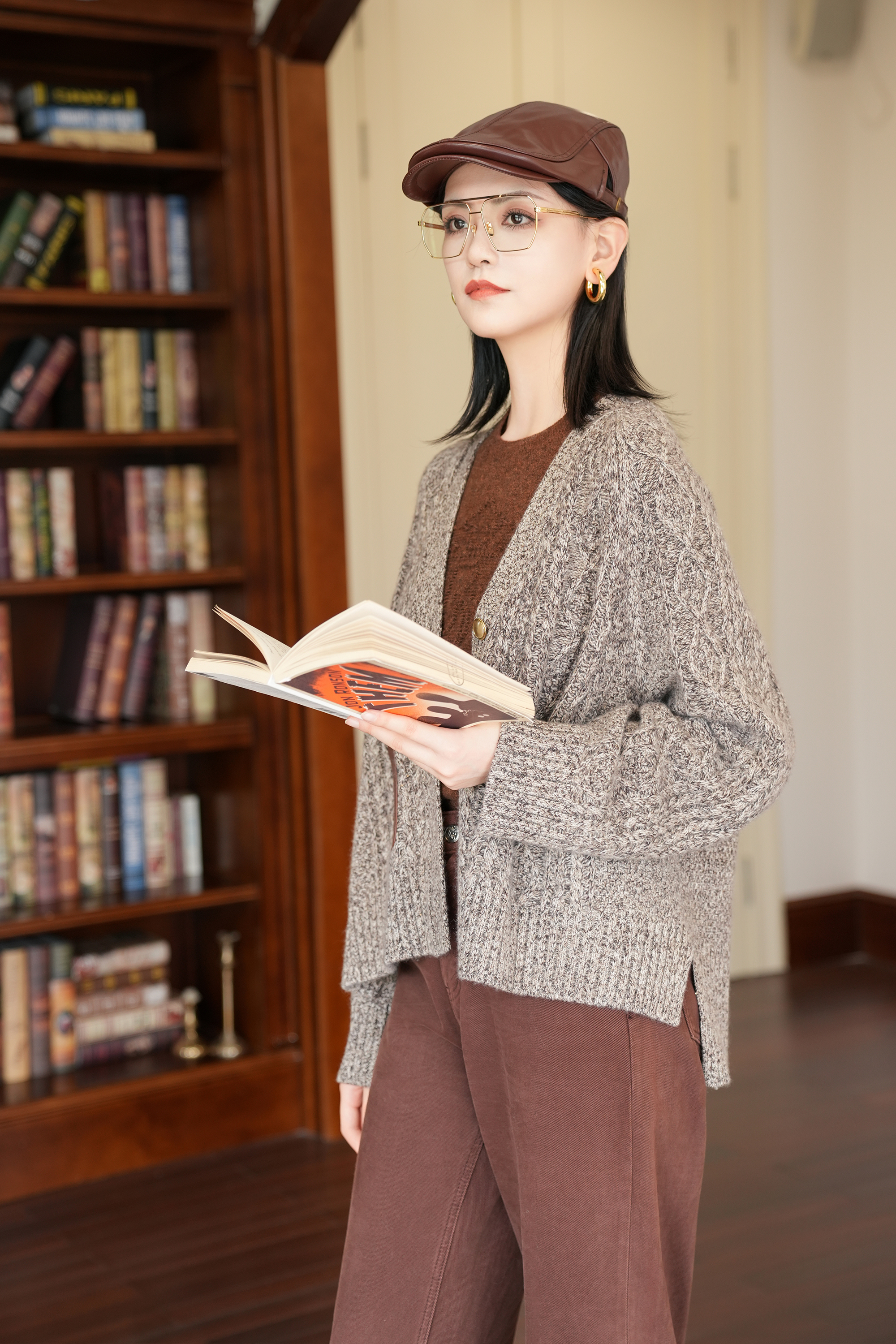 BESIONIA Brown Sheep Wool Blouse
