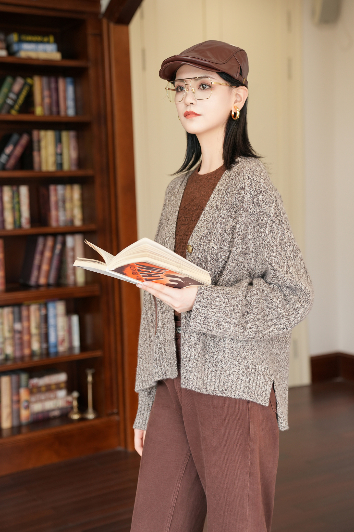 BESIONIA Brown Sheep Wool Blouse
