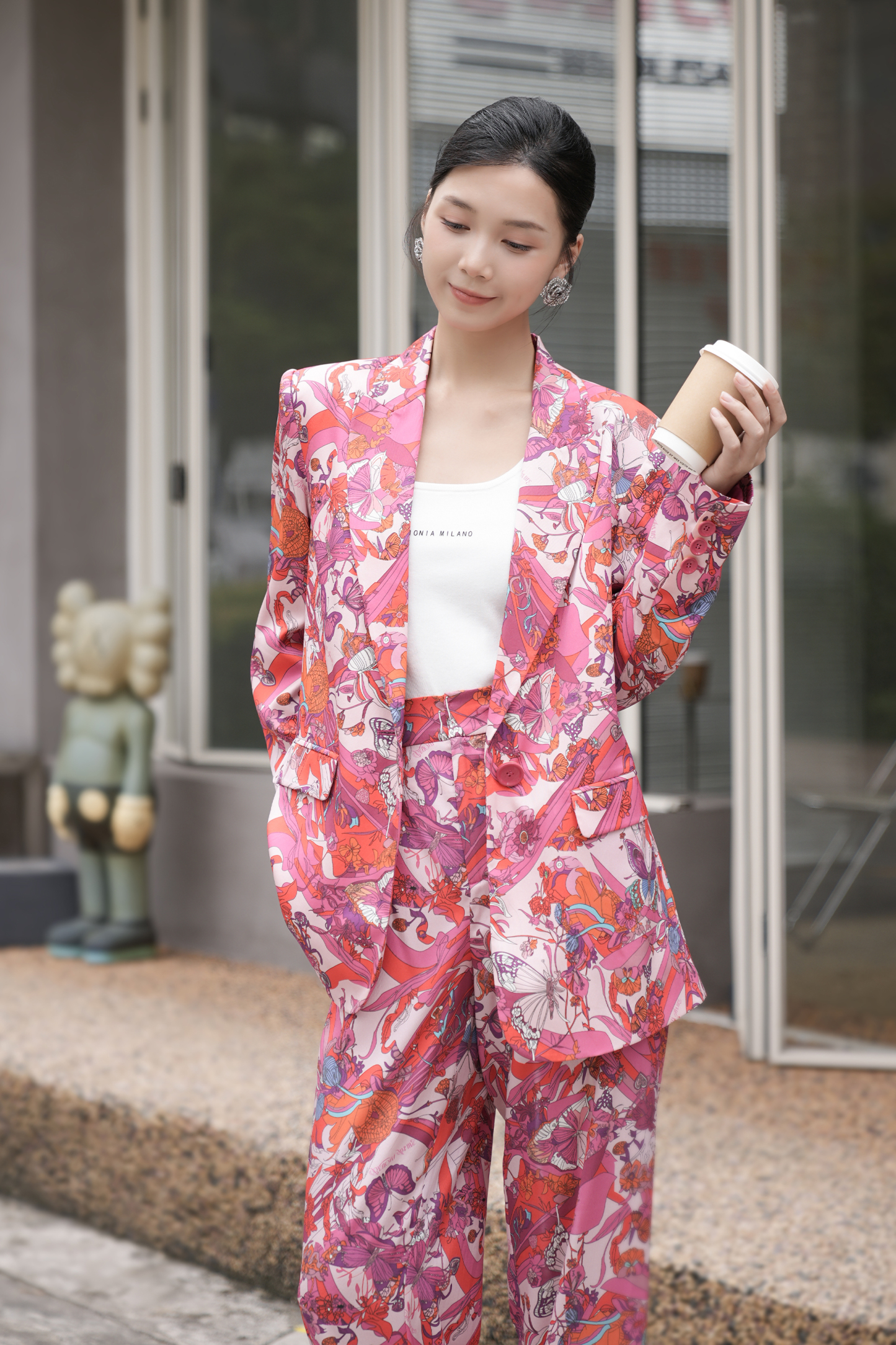 BESIONIA Printed Mulberry Silk Suit