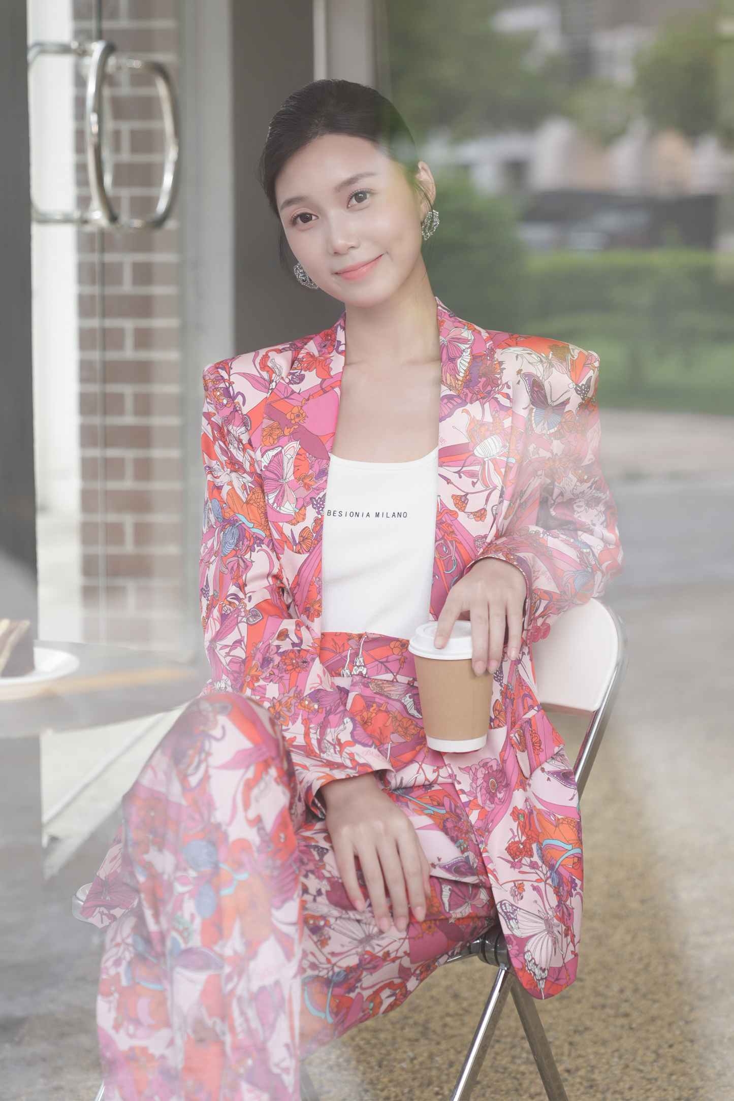 BESIONIA Printed Mulberry Silk Suit