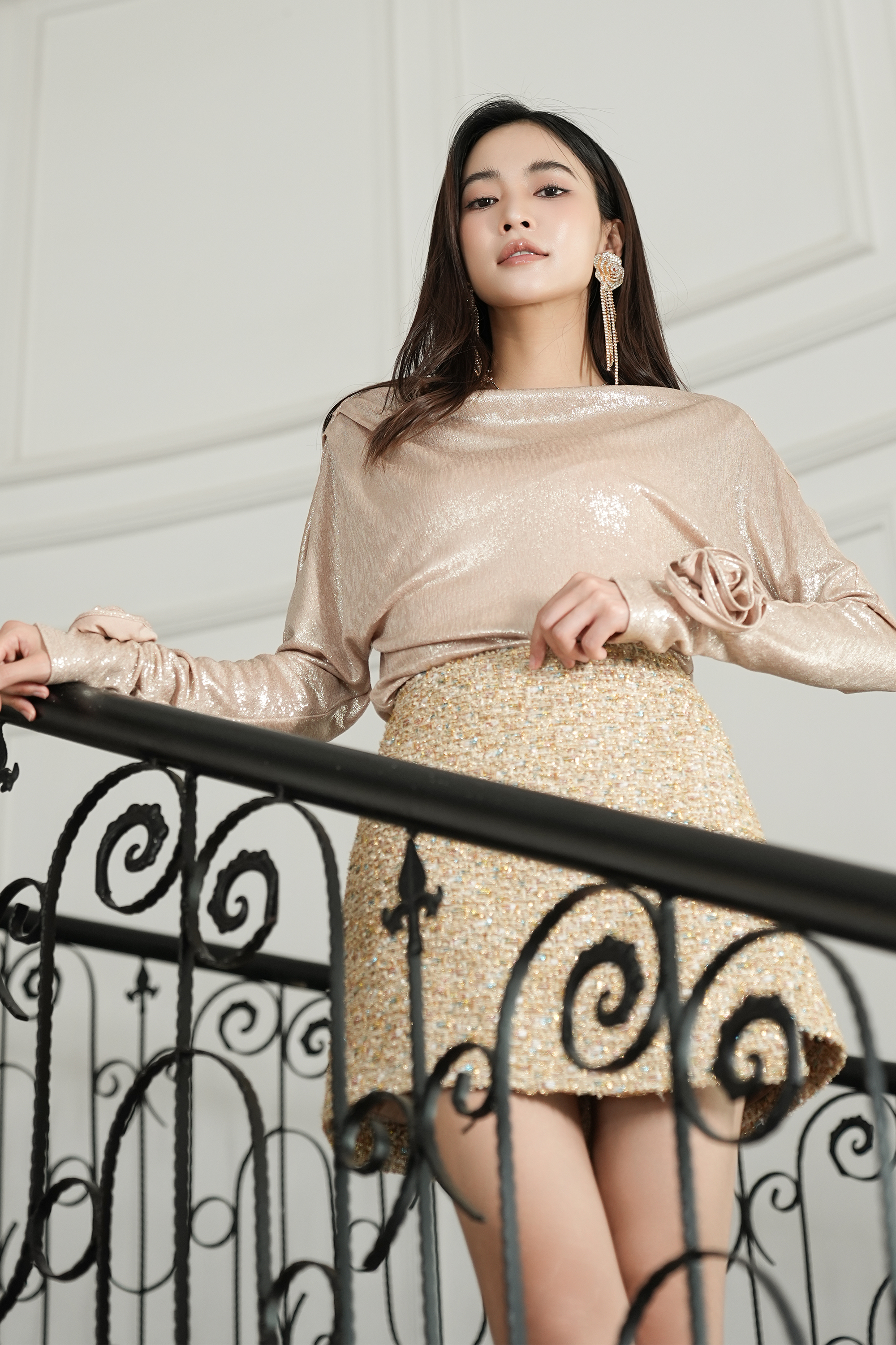 BESIONIA Drawstring Peplum Blouse