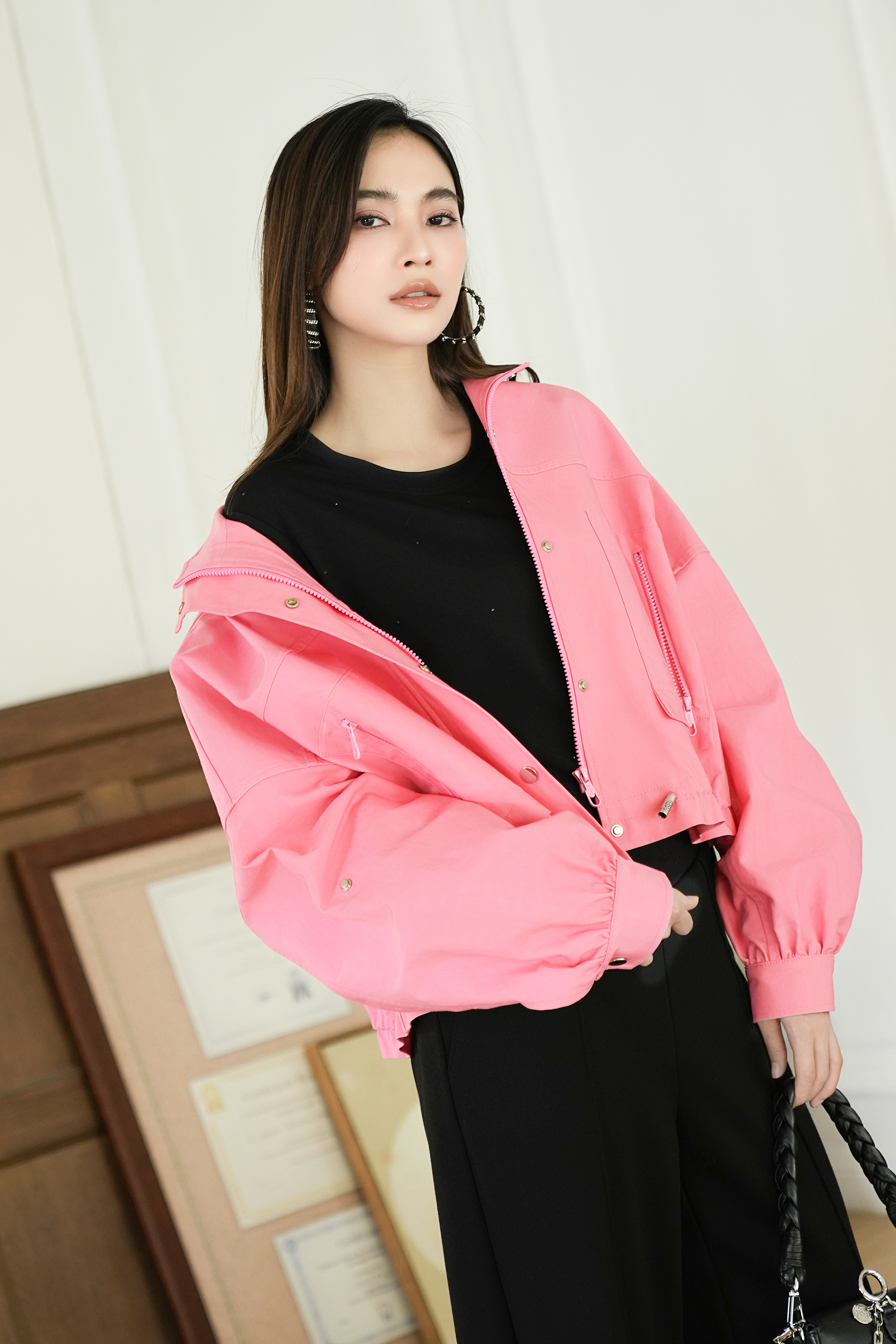 BESIONIA Simple Zipper Designer Outerwear