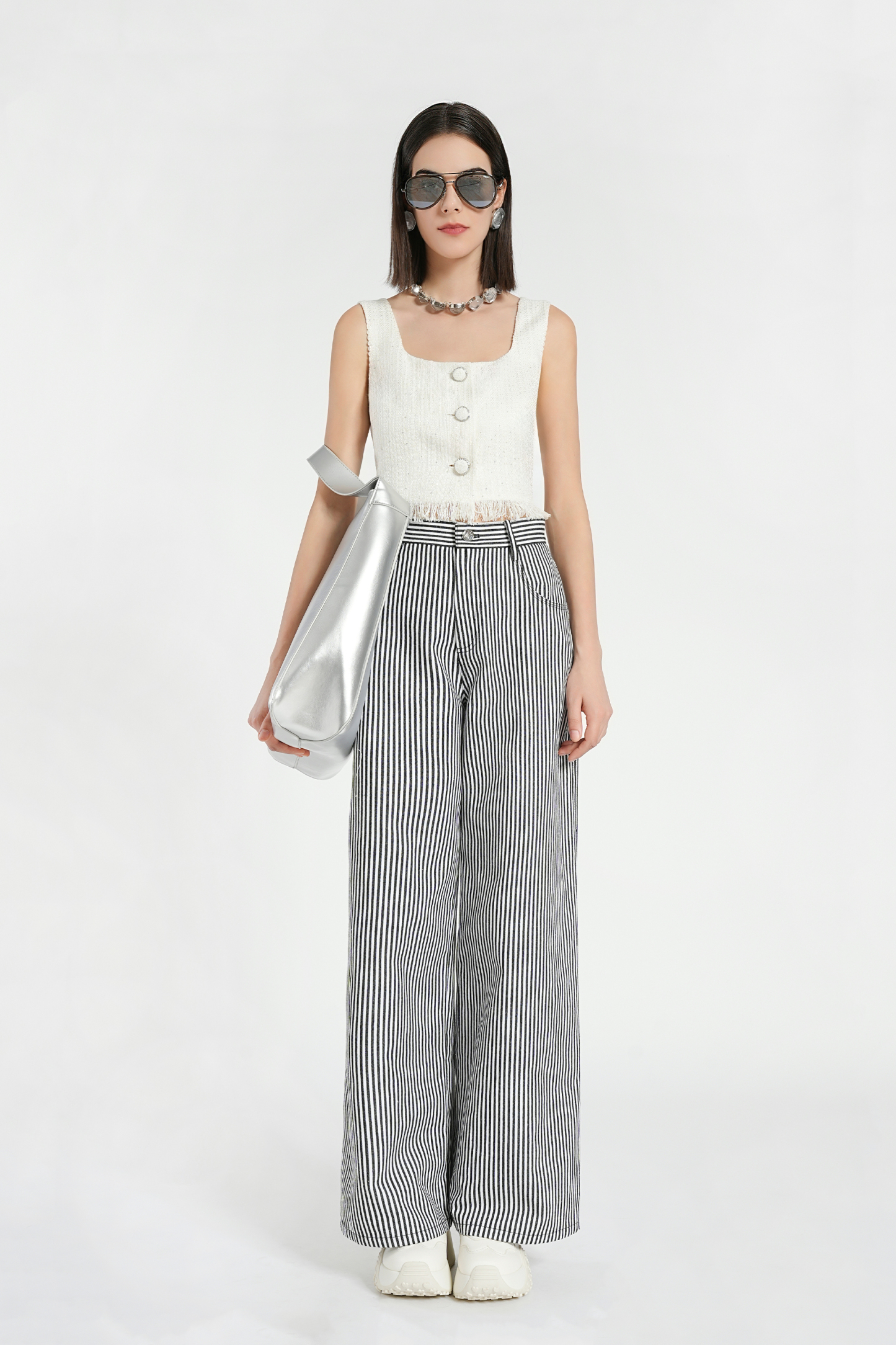 BESIONIA Polka Dot Fringe Elegant Vest