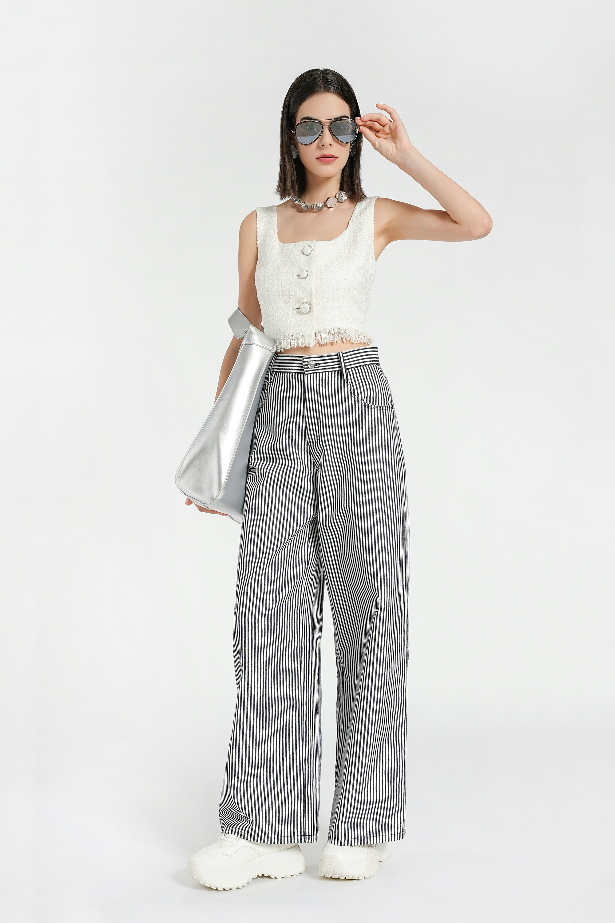 BESIONIA Polka Dot Fringe Elegant Vest