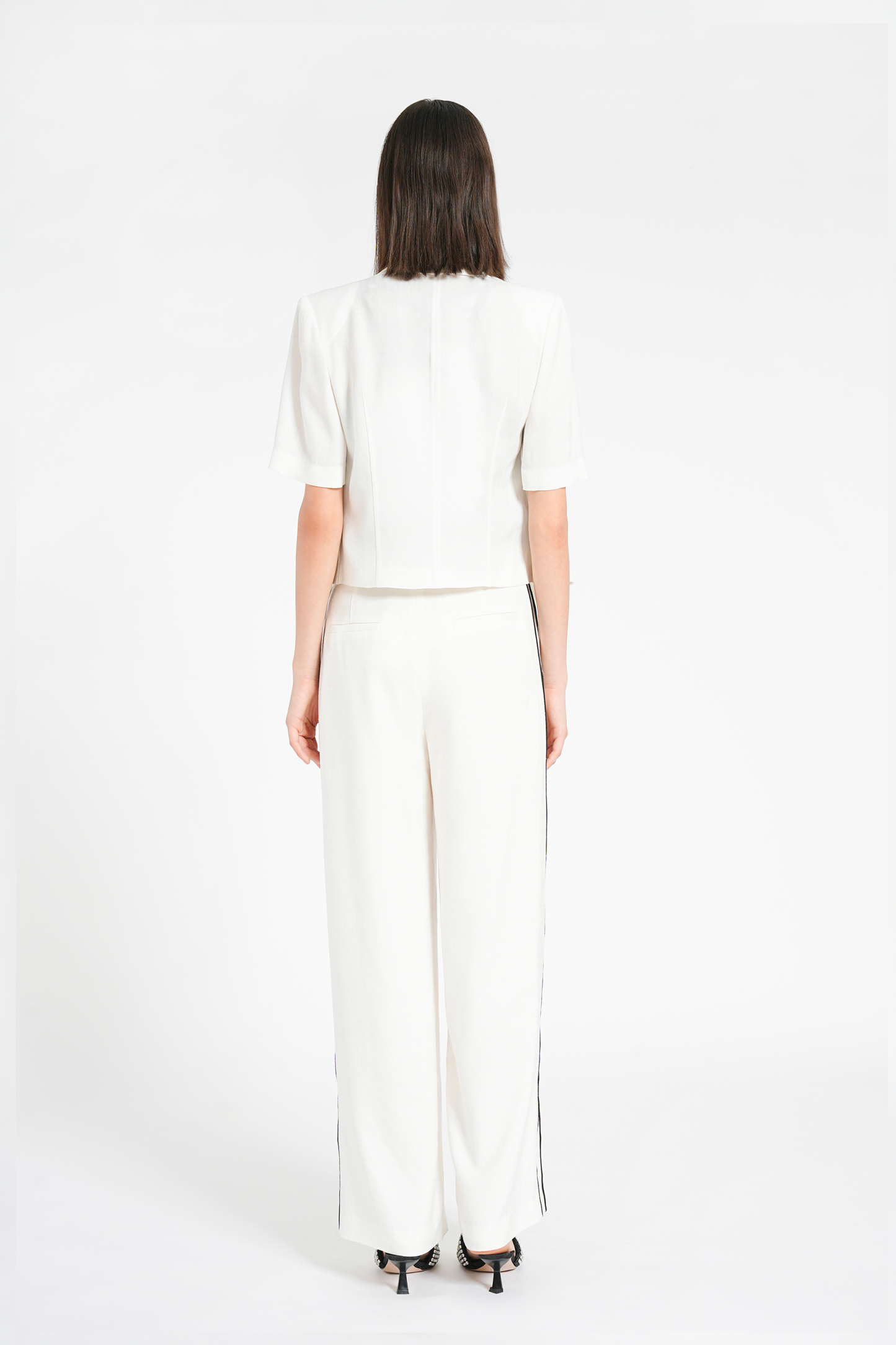 BESIONIA Casual White Short Sleeve Suit