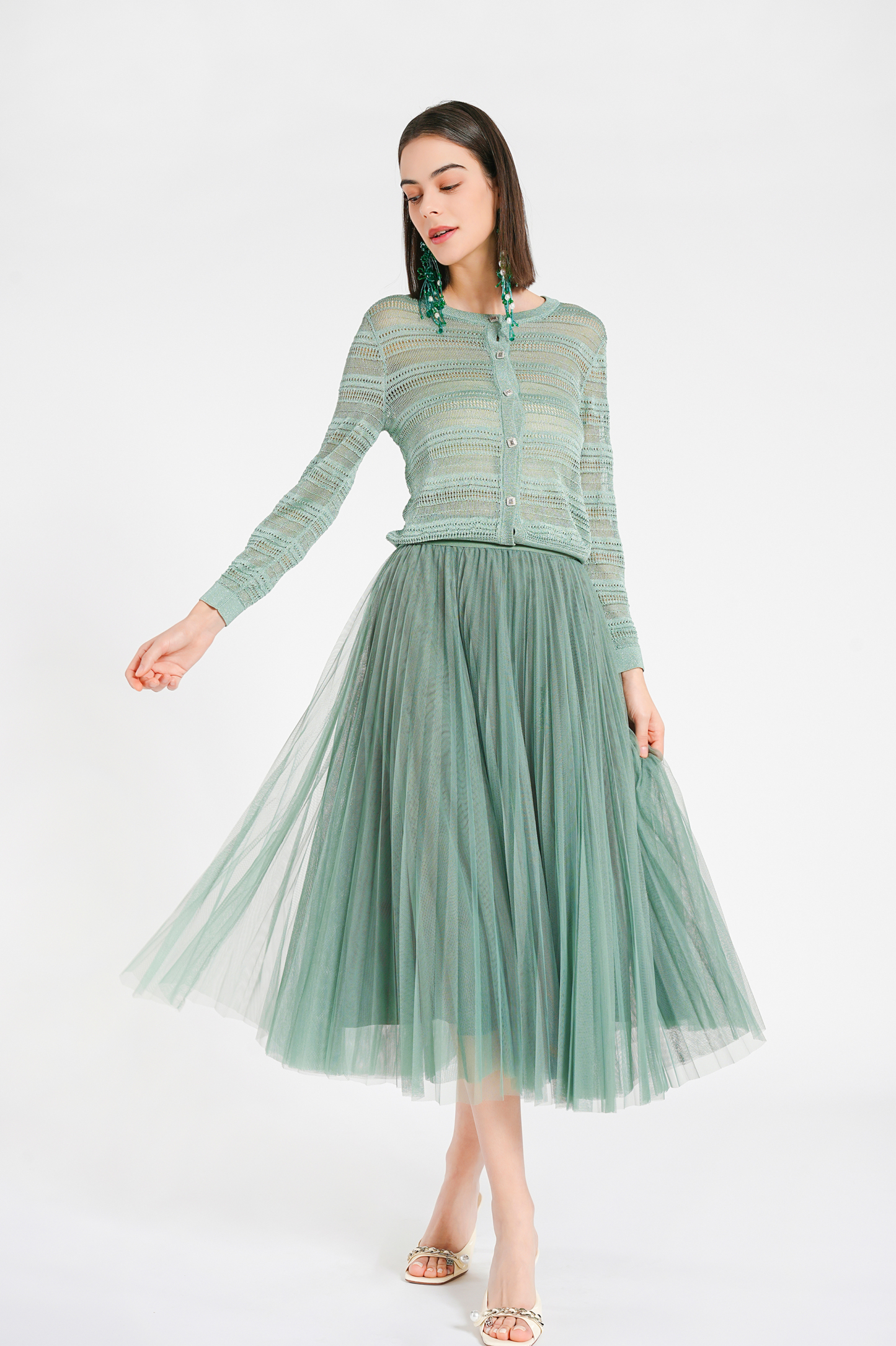 BESIONIA Cutout Slim Long Sleeve Top