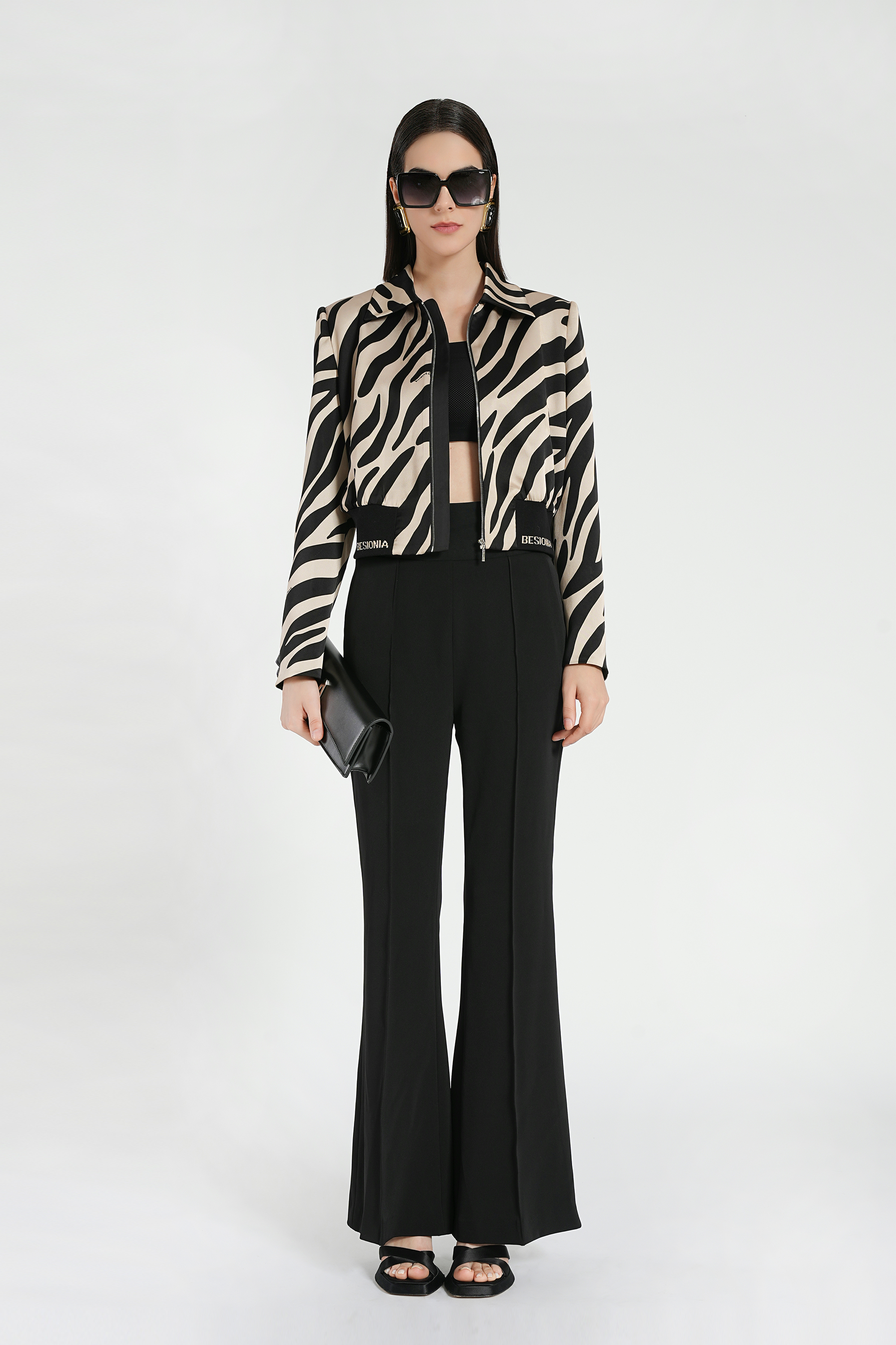 BESIONIA Chic Striped Short Jacket