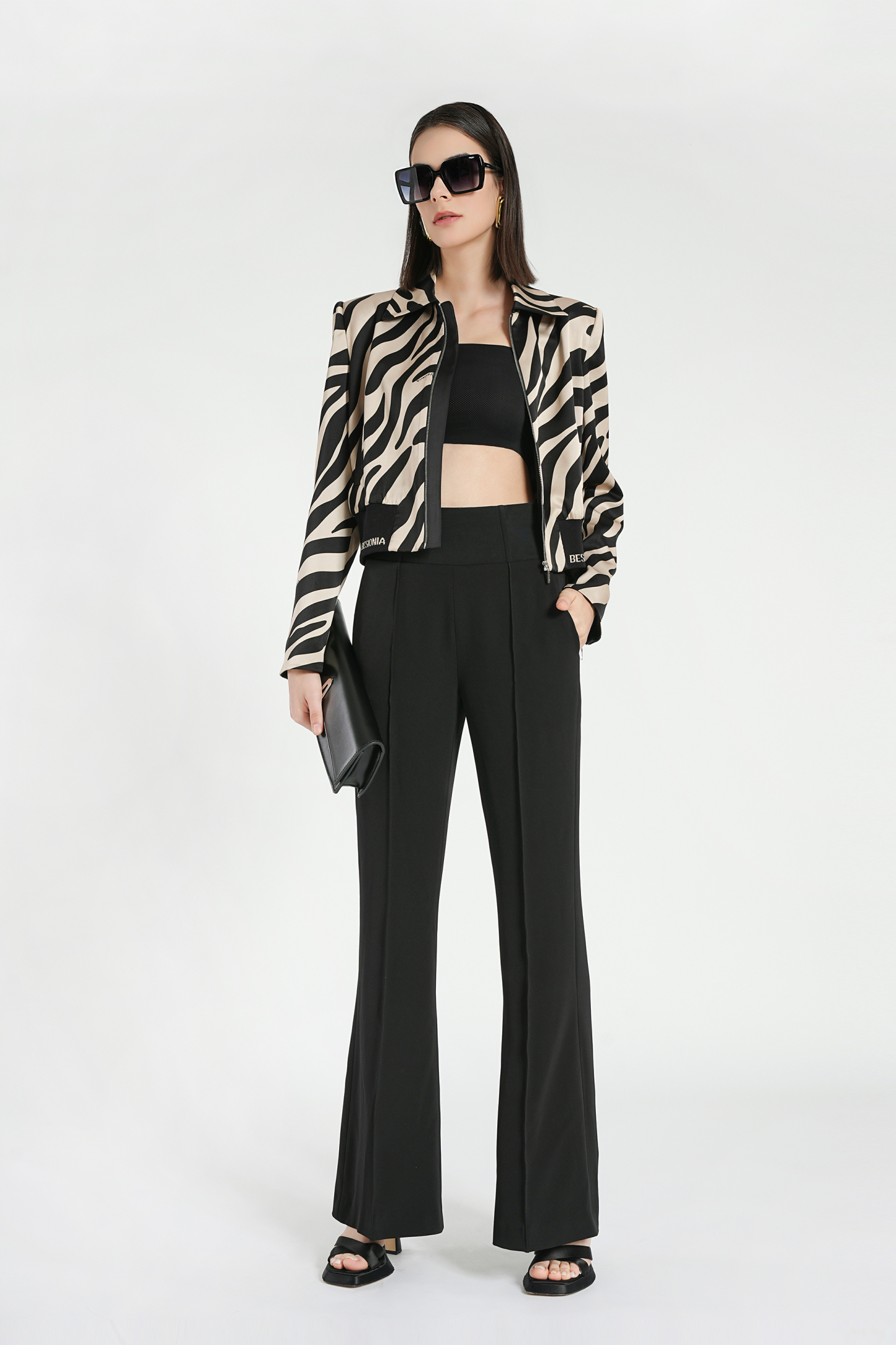 BESIONIA Chic Striped Short Jacket