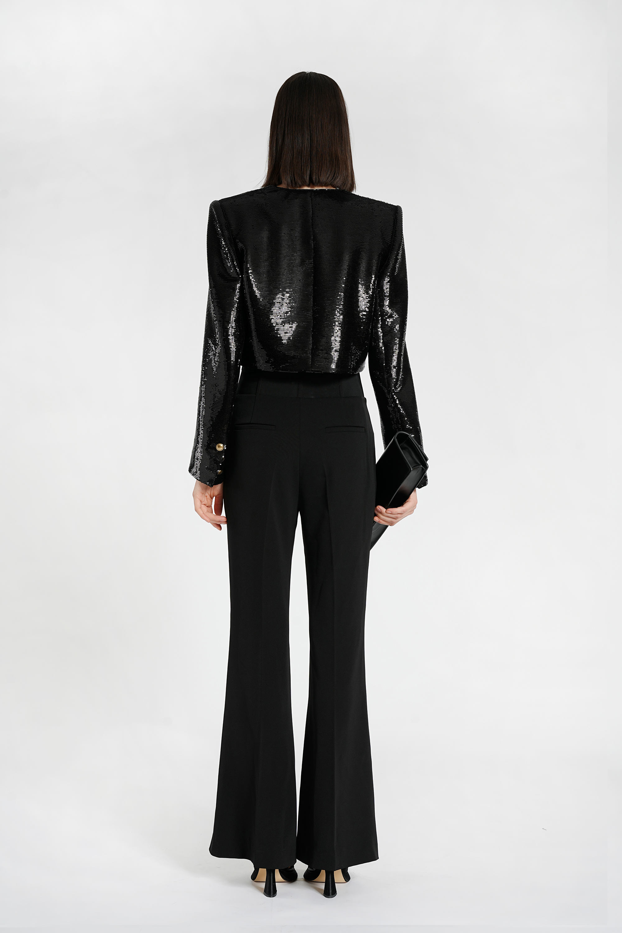 BESIONIA Elegant Sequins Short Jacket