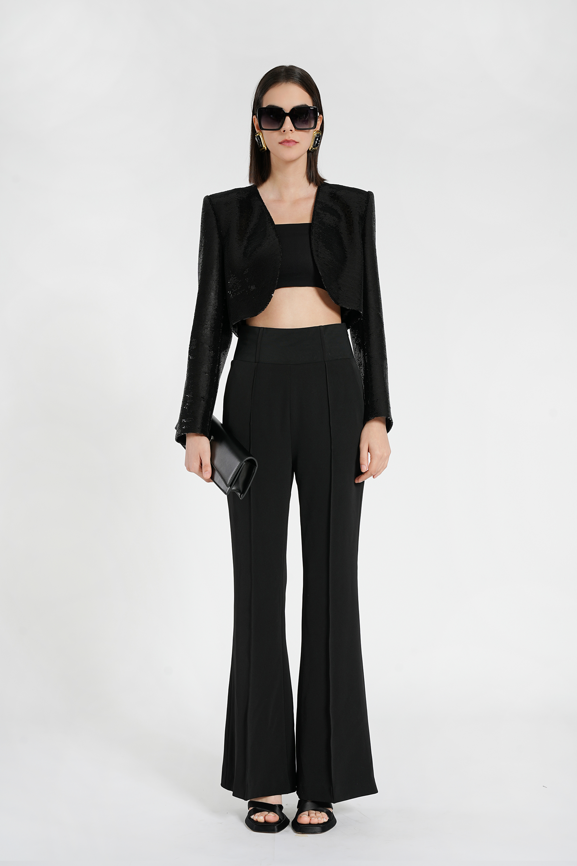 BESIONIA Elegant Sequins Short Jacket