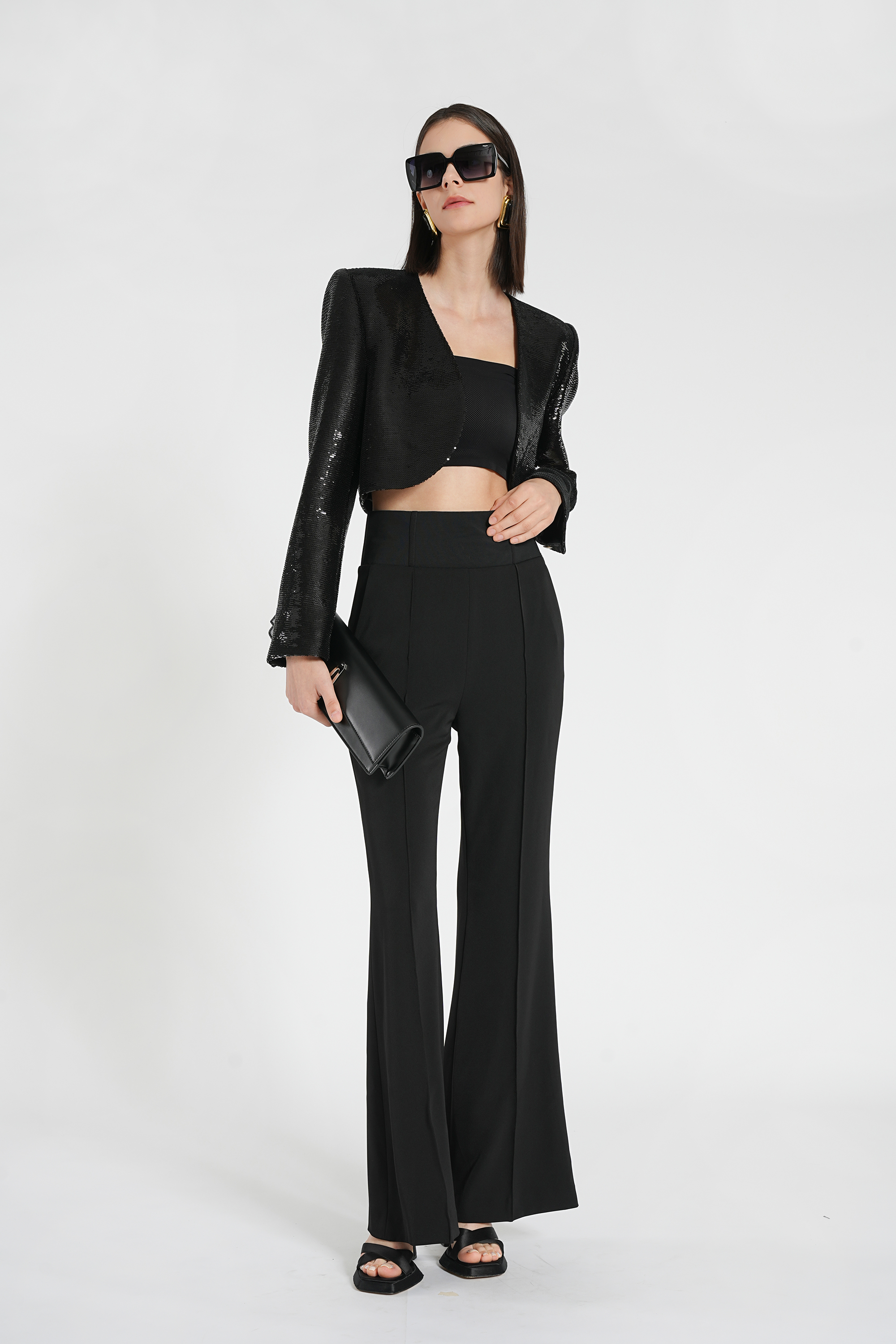 BESIONIA Elegant Sequins Short Jacket