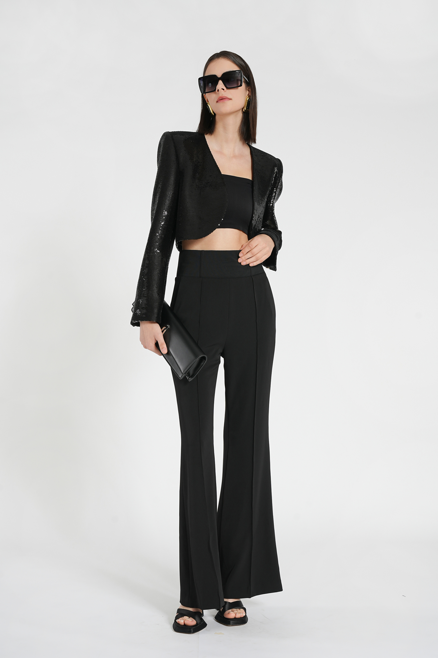 BESIONIA Elegant Sequins Short Jacket