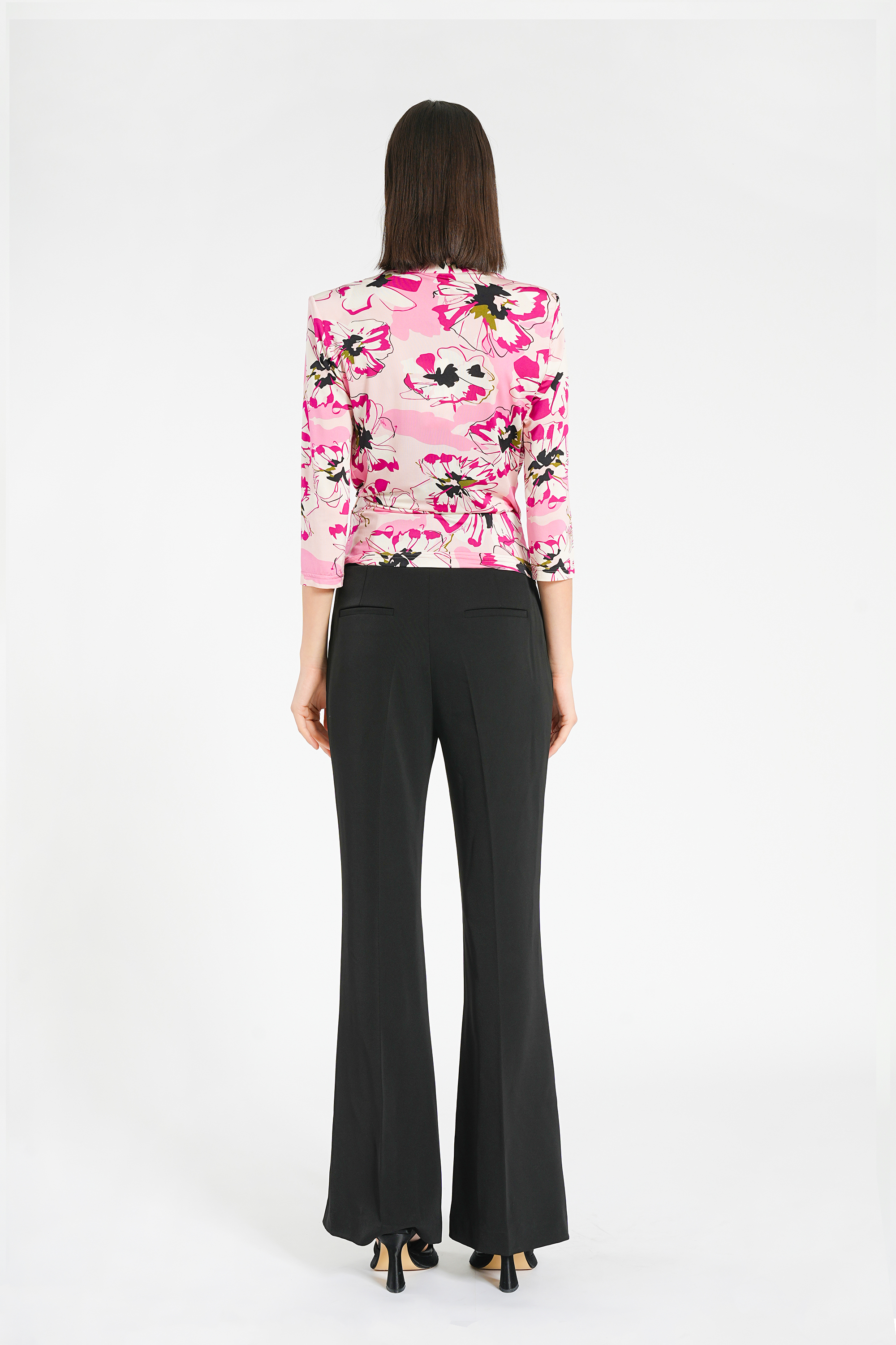 BESIONIA Printed Drawstring Sleeve Blouse