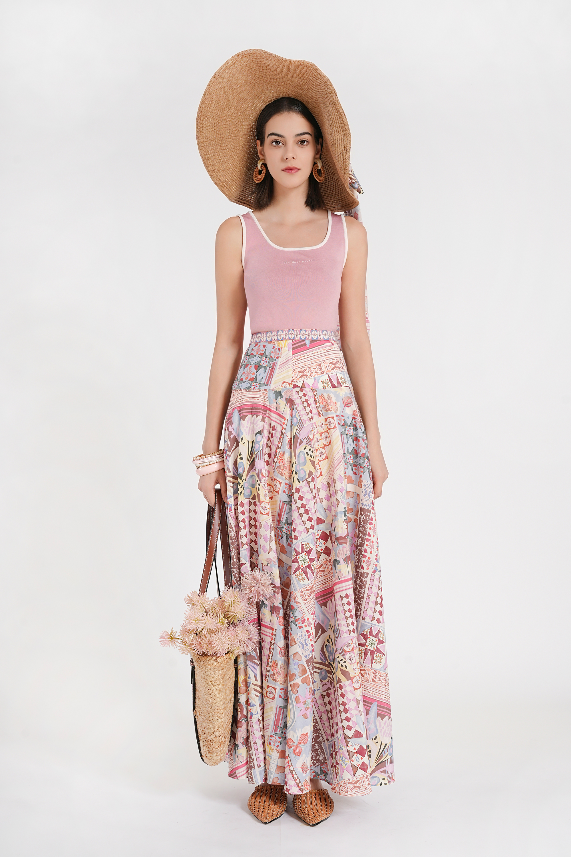 BESIONIA Pink Square Neck Slimming Vest