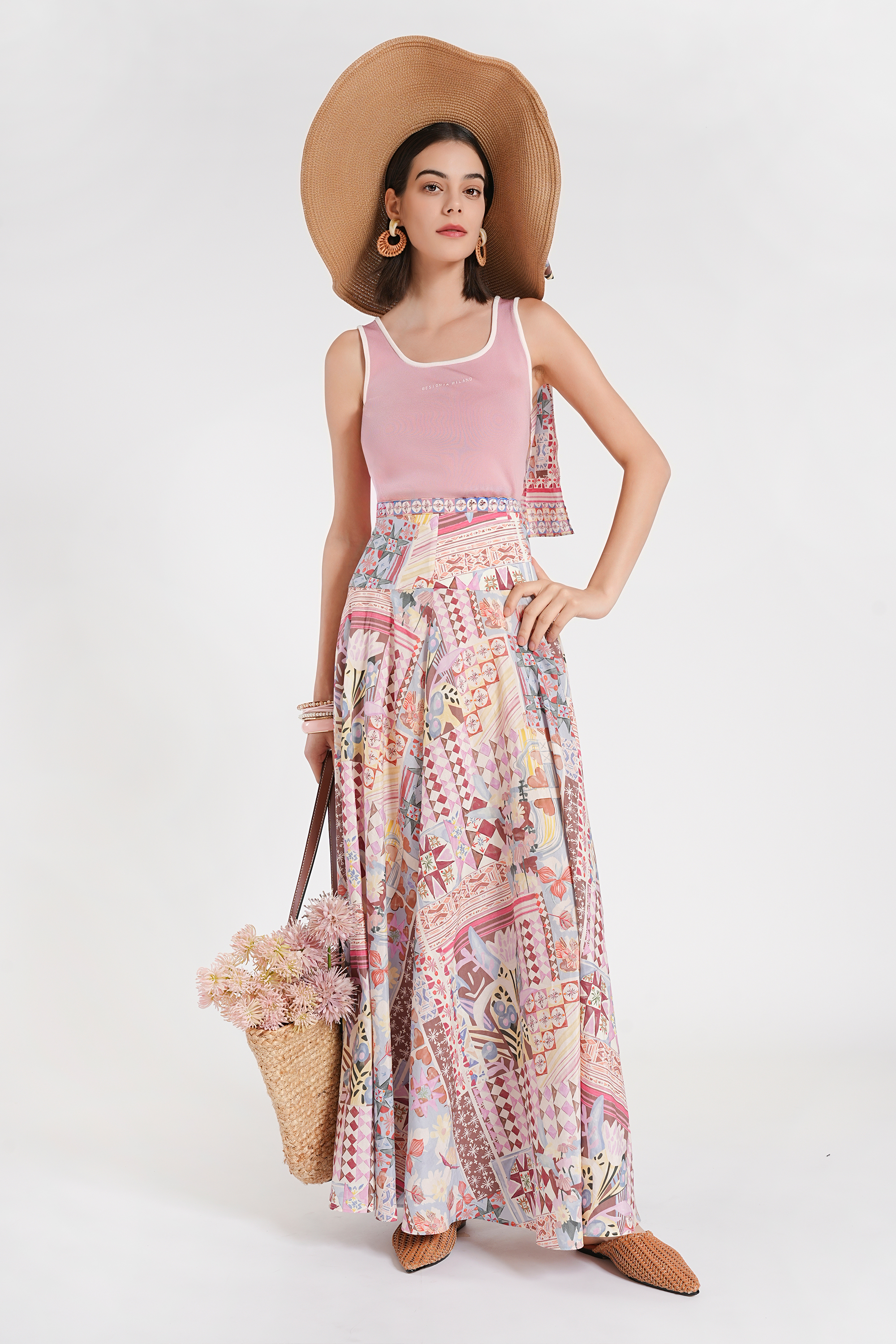 BESIONIA Pink Square Neck Slimming Vest