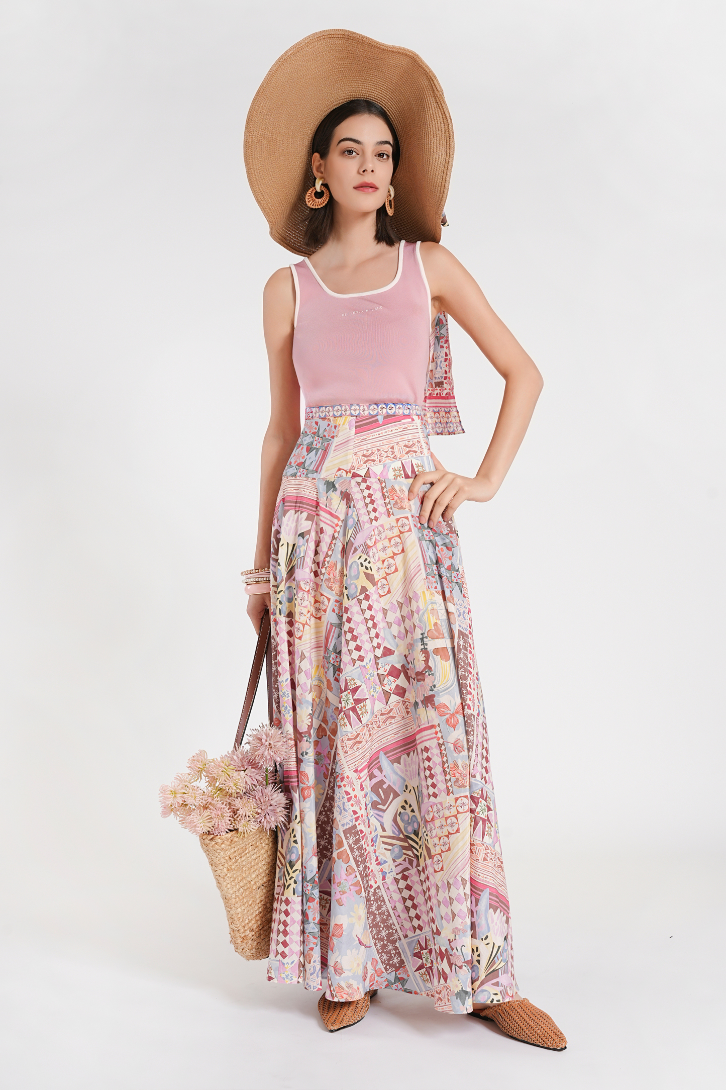 BESIONIA Pink Square Neck Slimming Vest