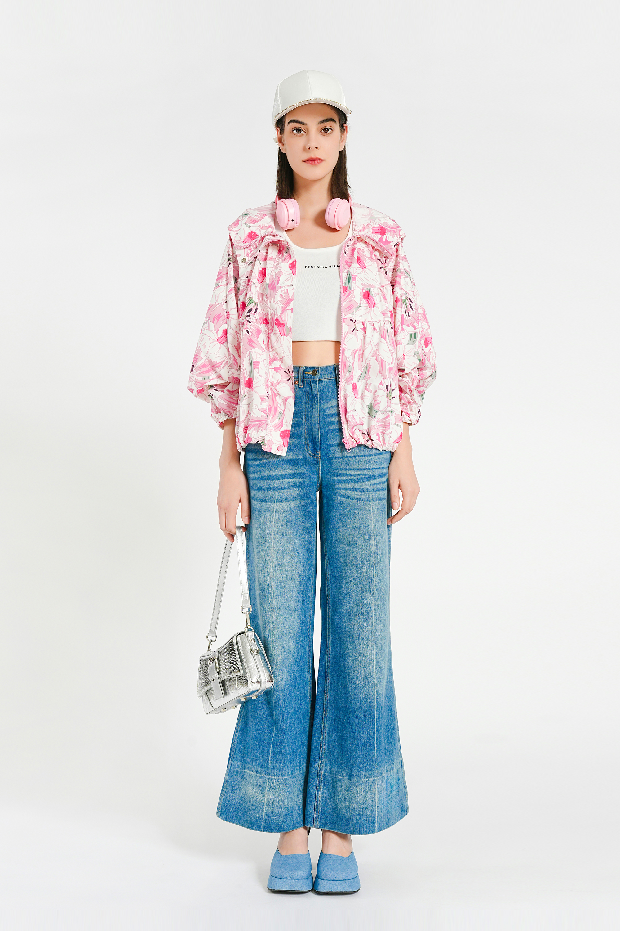 BESIONIA Botanical Print Short Jacket