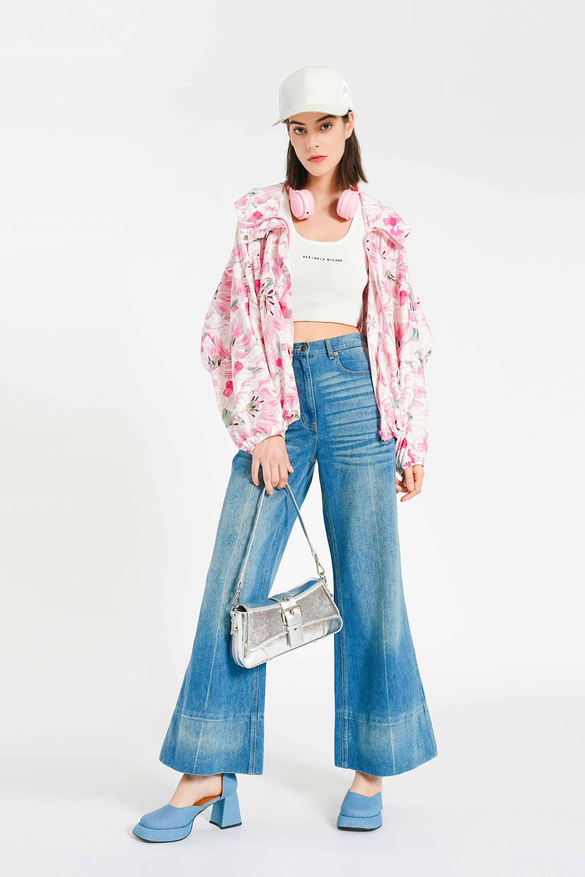 BESIONIA Botanical Print Short Jacket