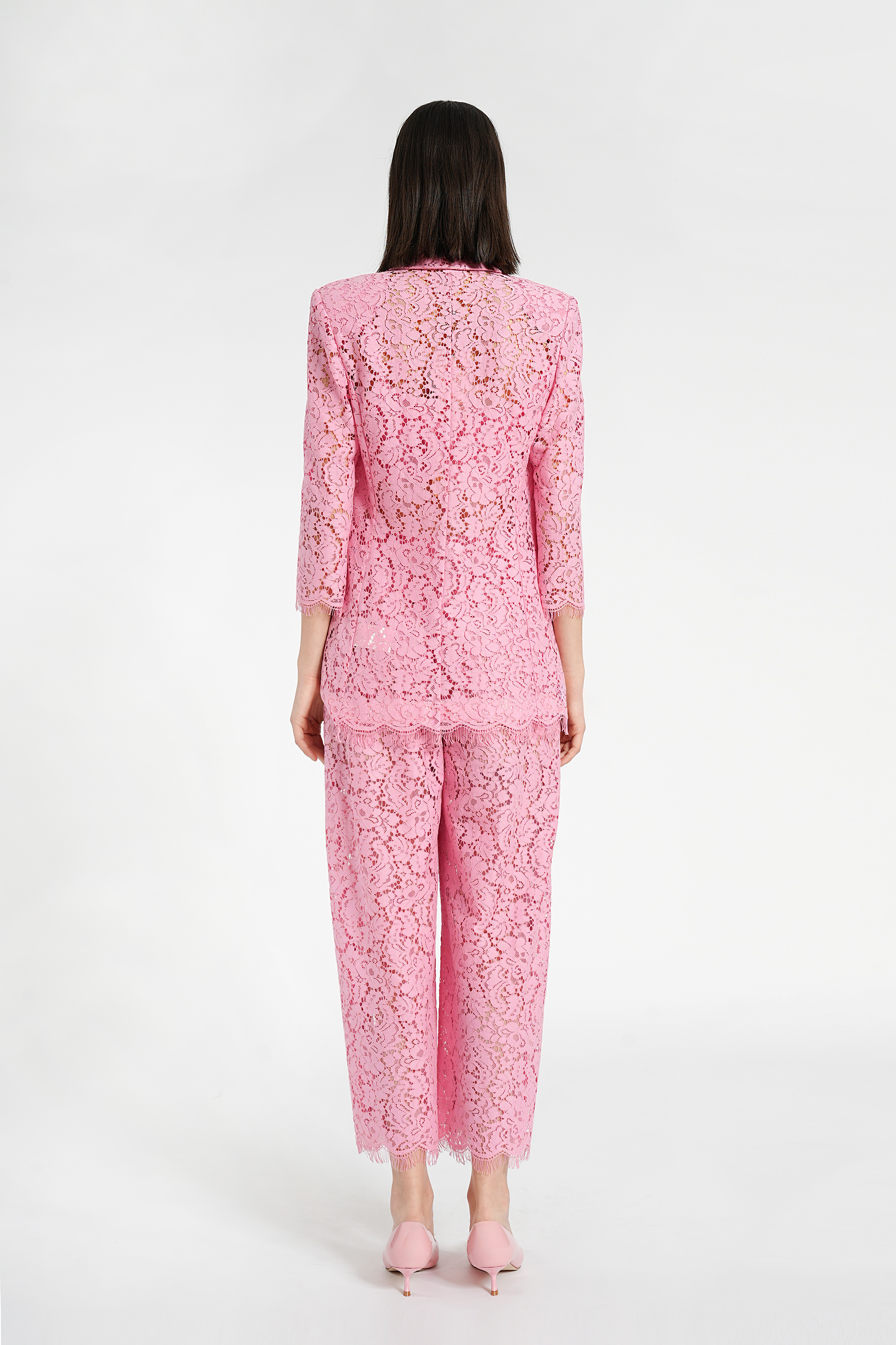 BESIONIA Lace Jacquard Casual Suit