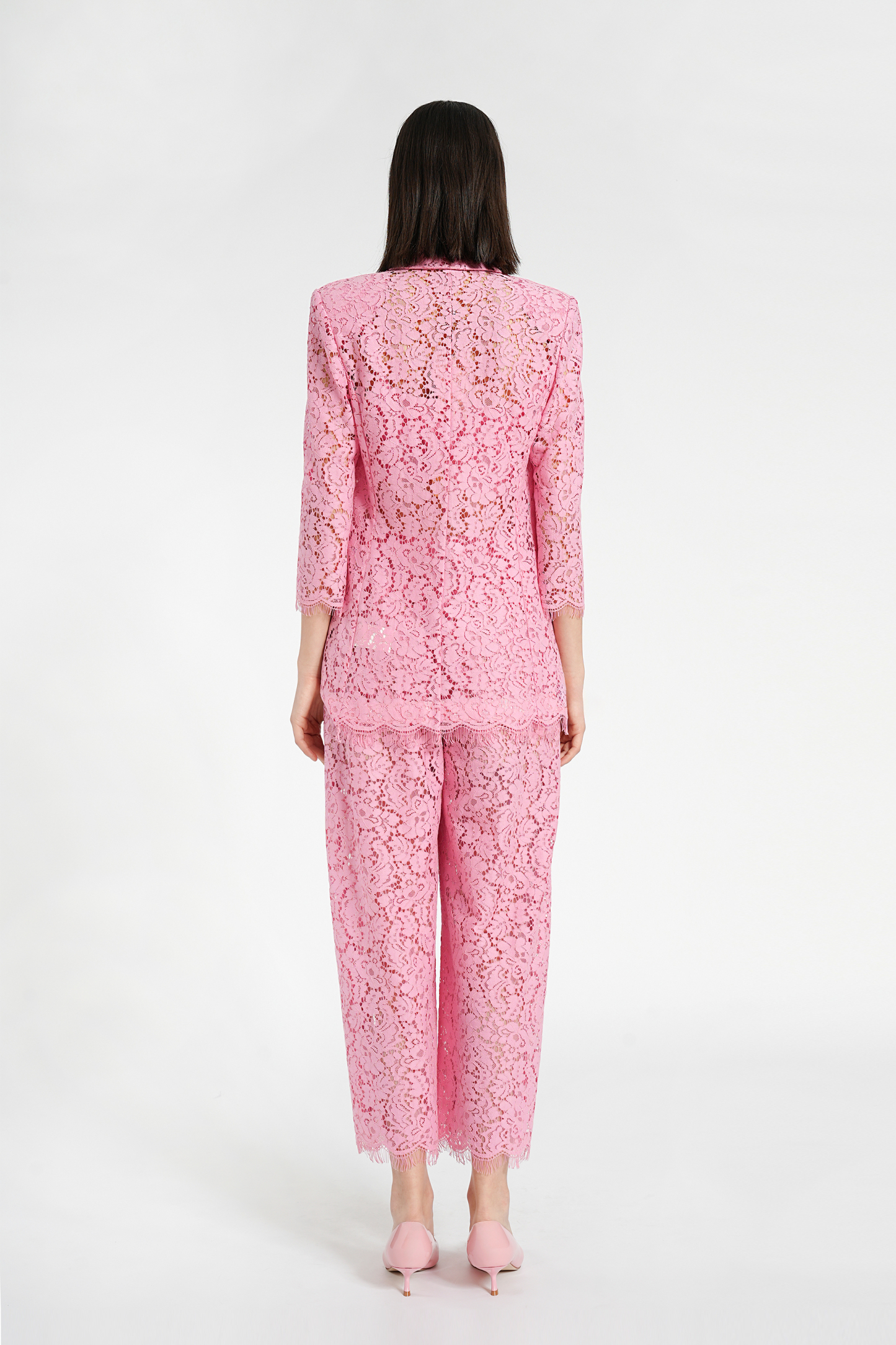 BESIONIA Lace Jacquard Casual Suit