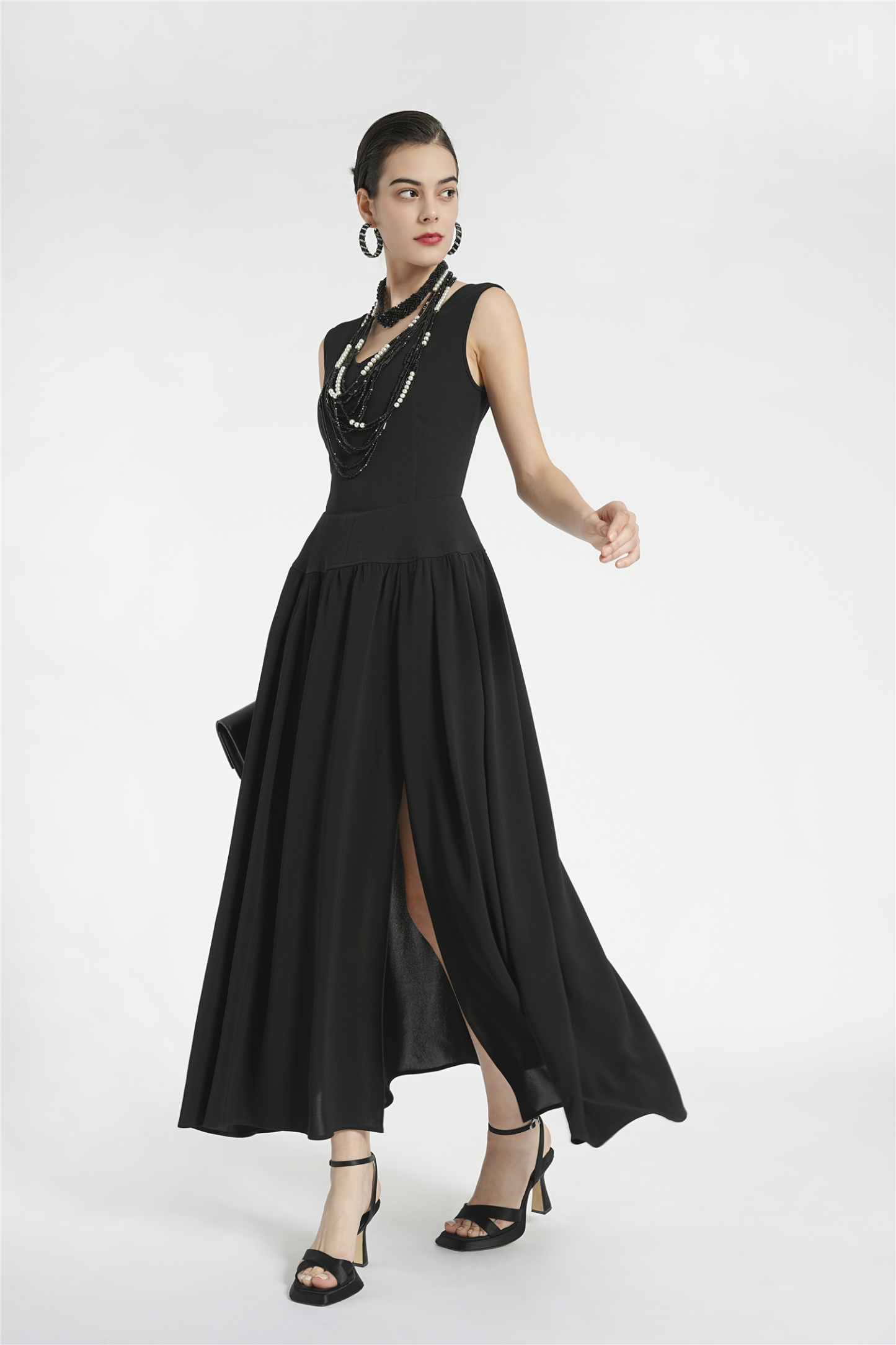 BESIONIA French Elegant Split Sleeveless Dress