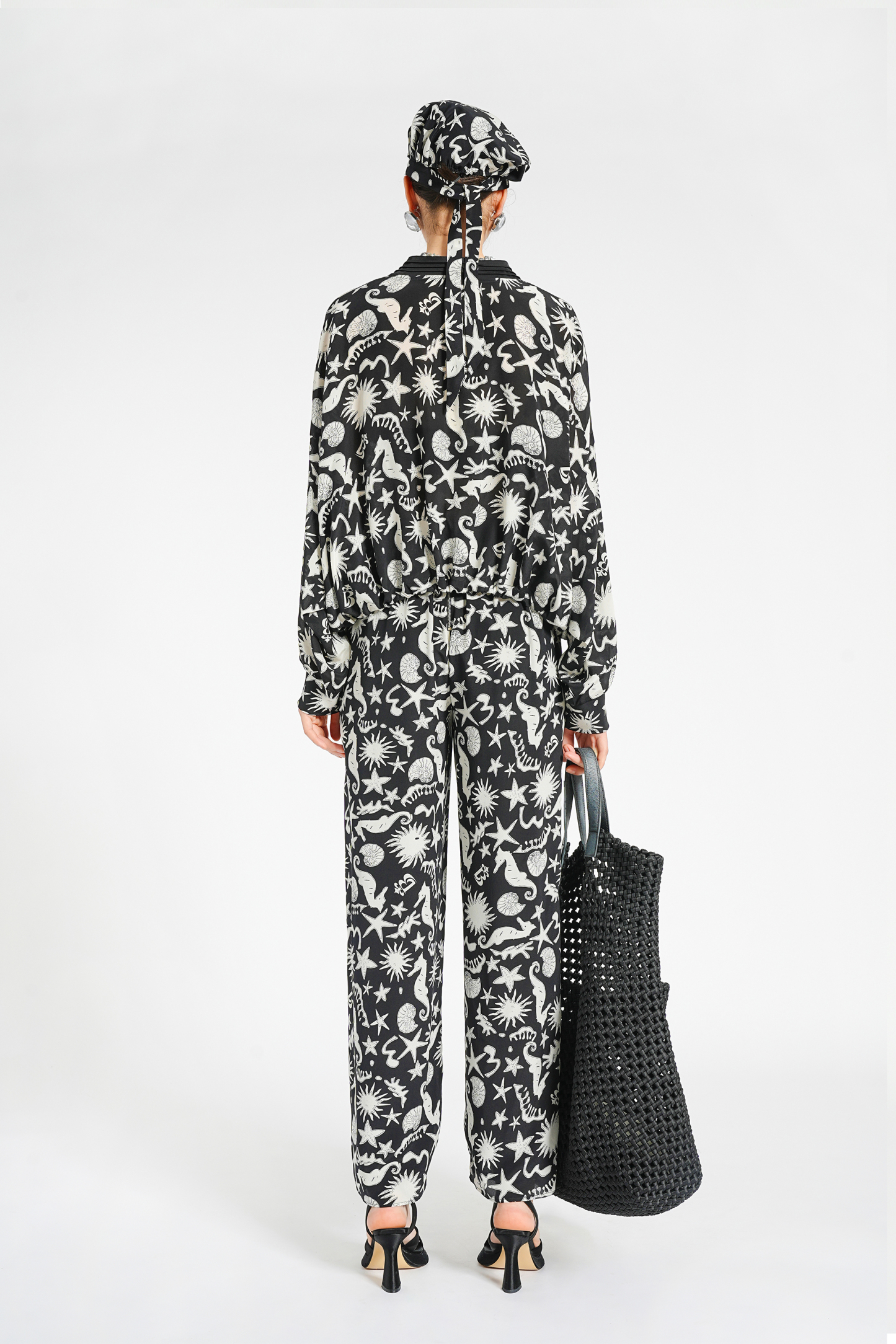 BESIONIA Printed Collarless Casual Outerwear