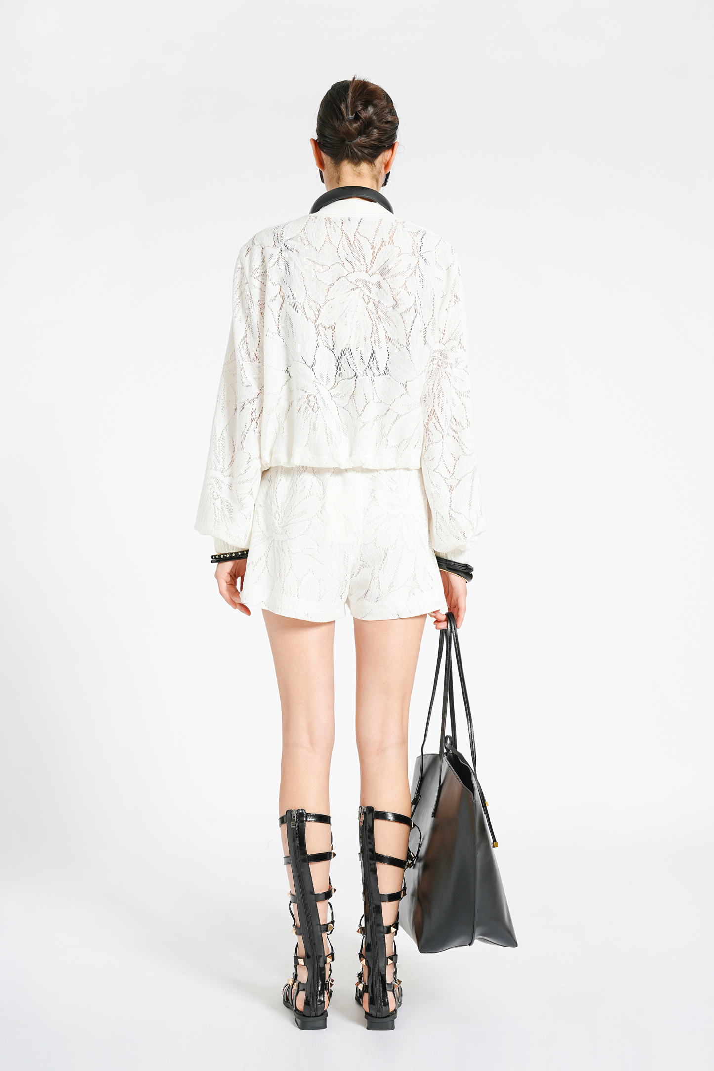 BESIONIA Cutout Printed Jacket