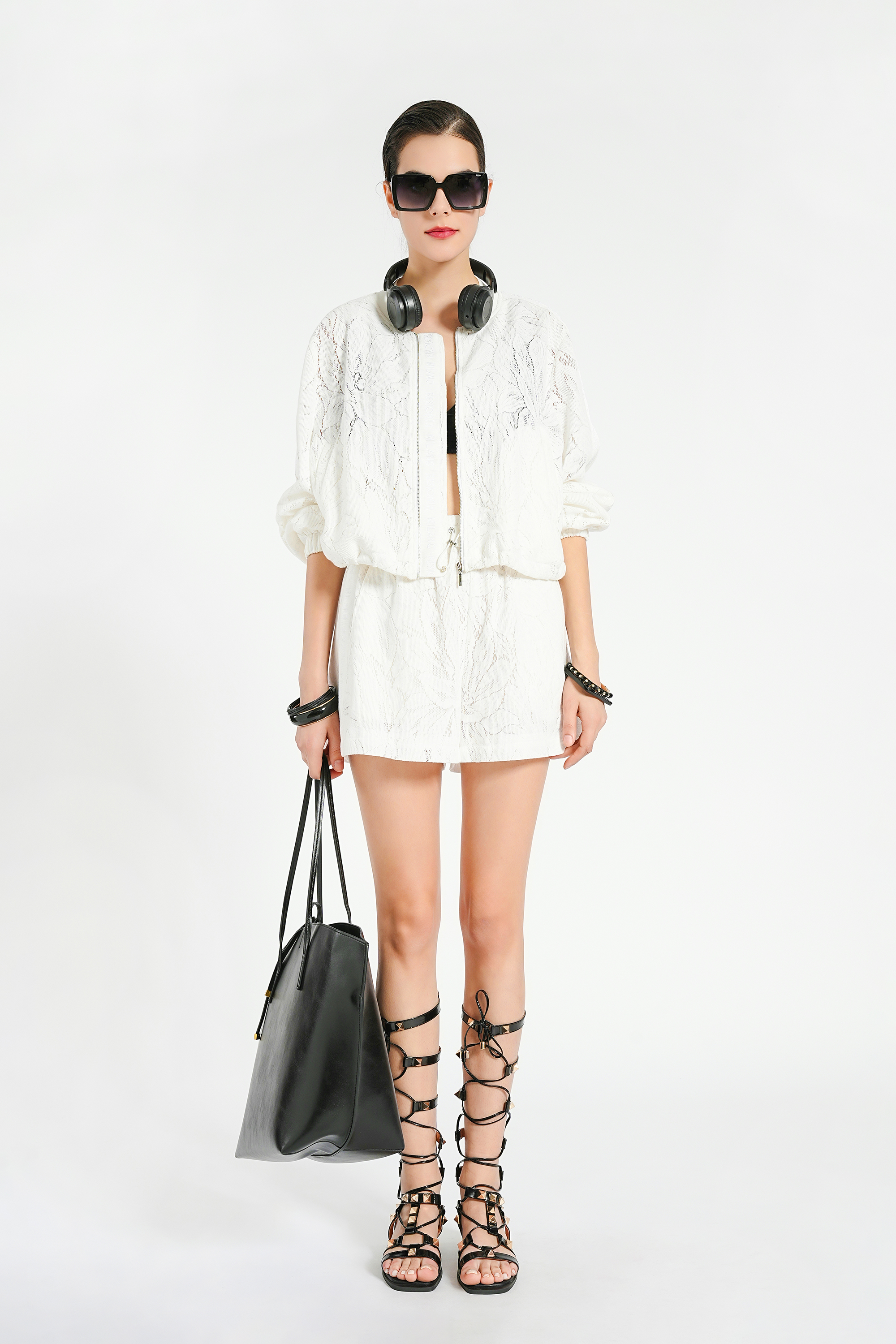 BESIONIA Cutout Printed Jacket