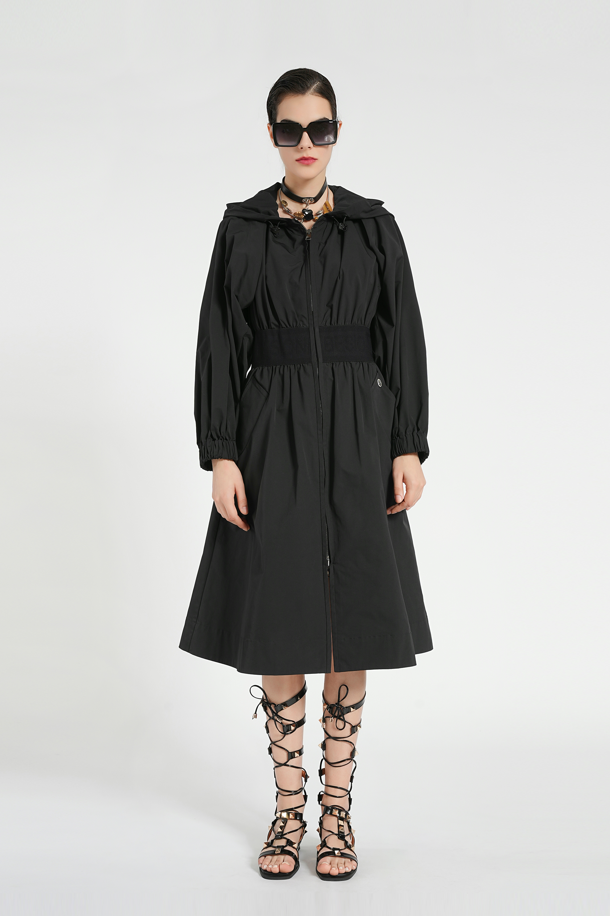 BESIONIA Long Sleeve Shell Jacket Dress