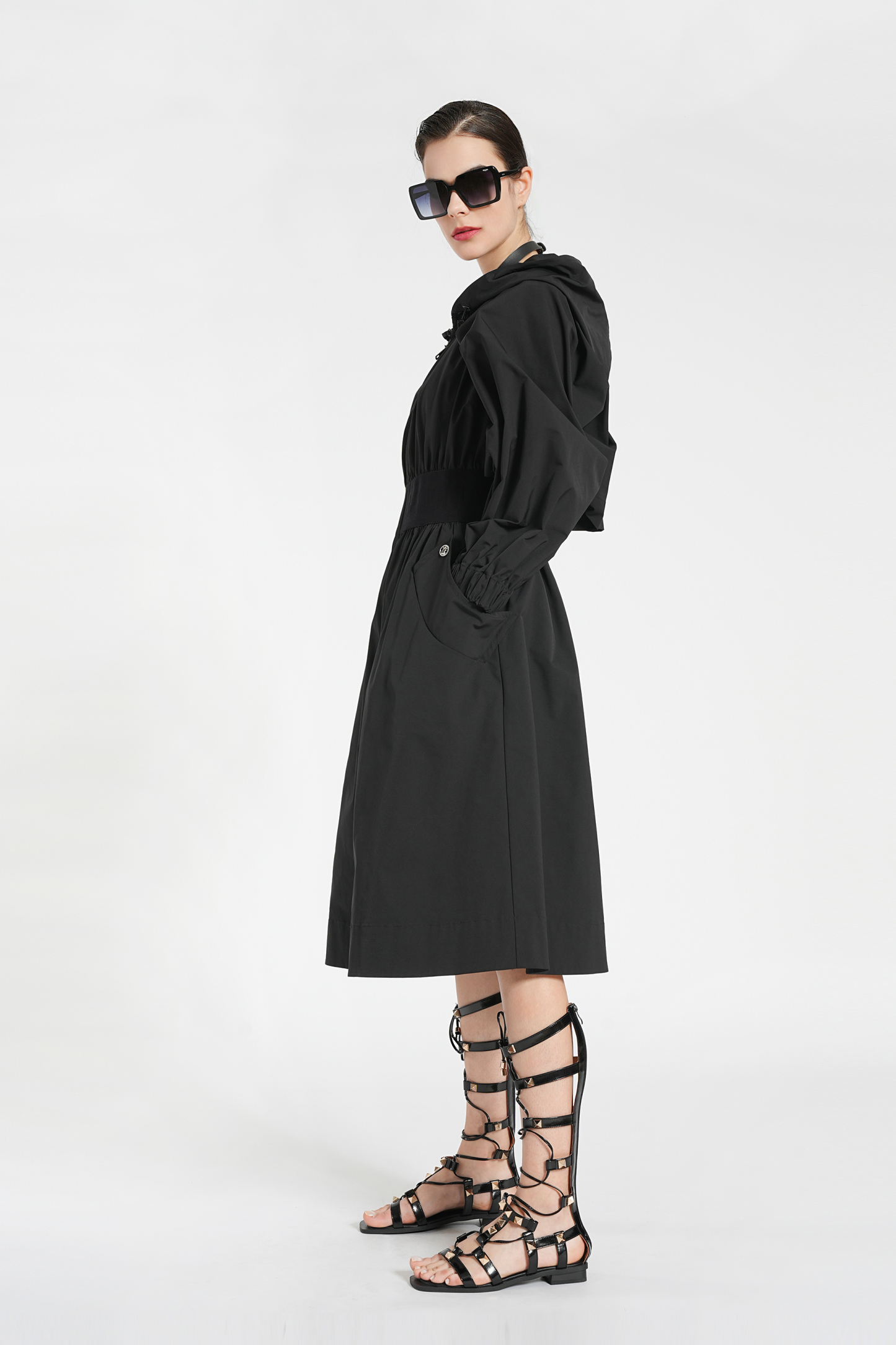 BESIONIA Long Sleeve Shell Jacket Dress